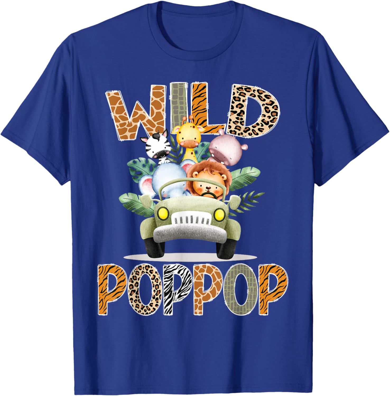 Wild PopPop Safari Jungle Animals 1st Birthday Truck T-Shirt for Kids - 8