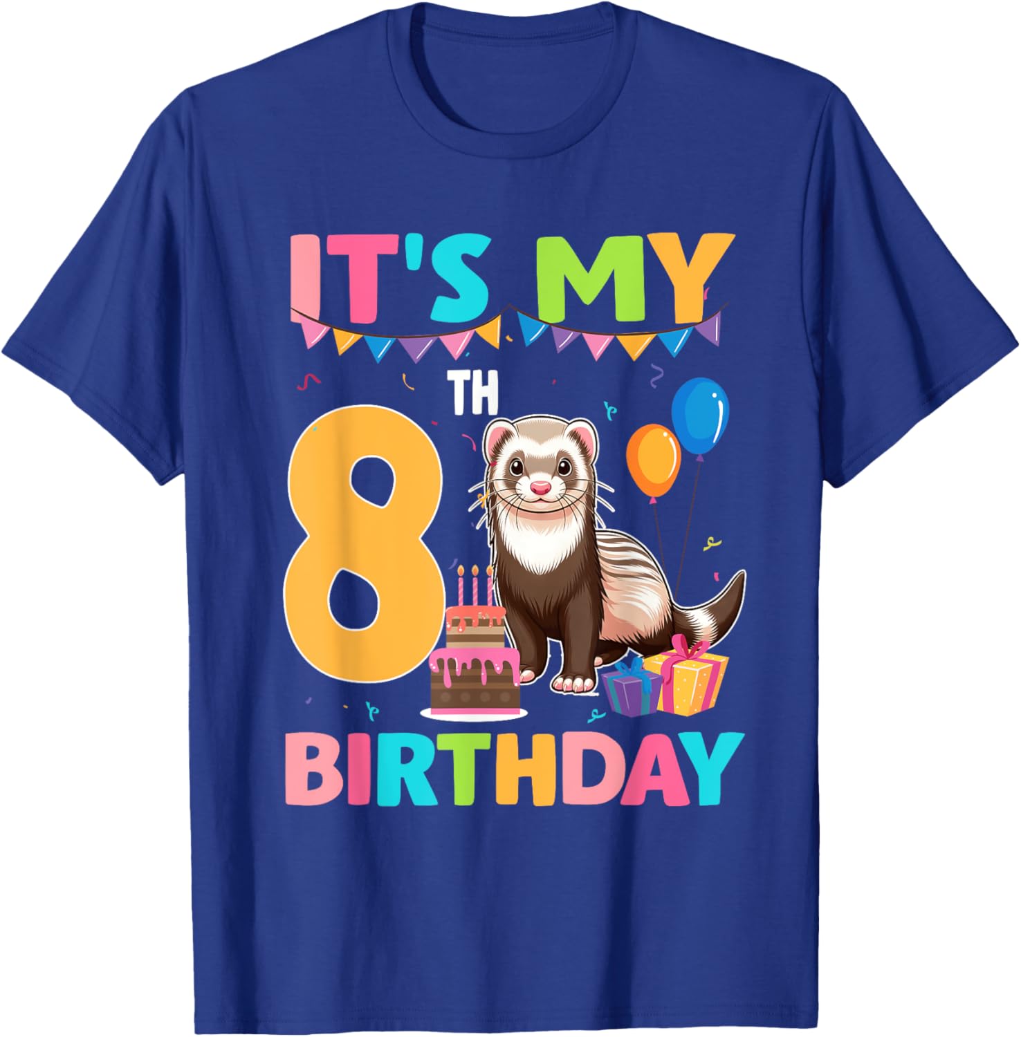 8th Birthday Ferret Lover T-Shirt for Fun Party Celebrations - 11