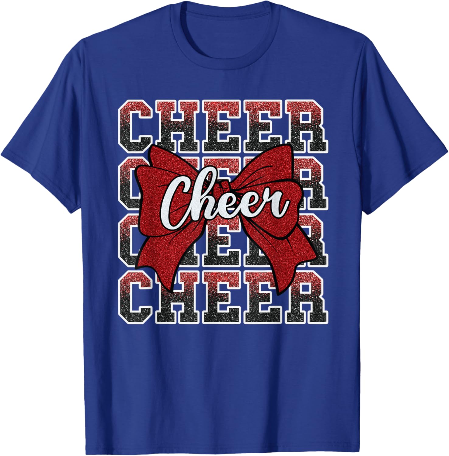 Coquette Cheer Bow Funny Sport Cheerleader Red T-Shirt for Cheer Fans - 3