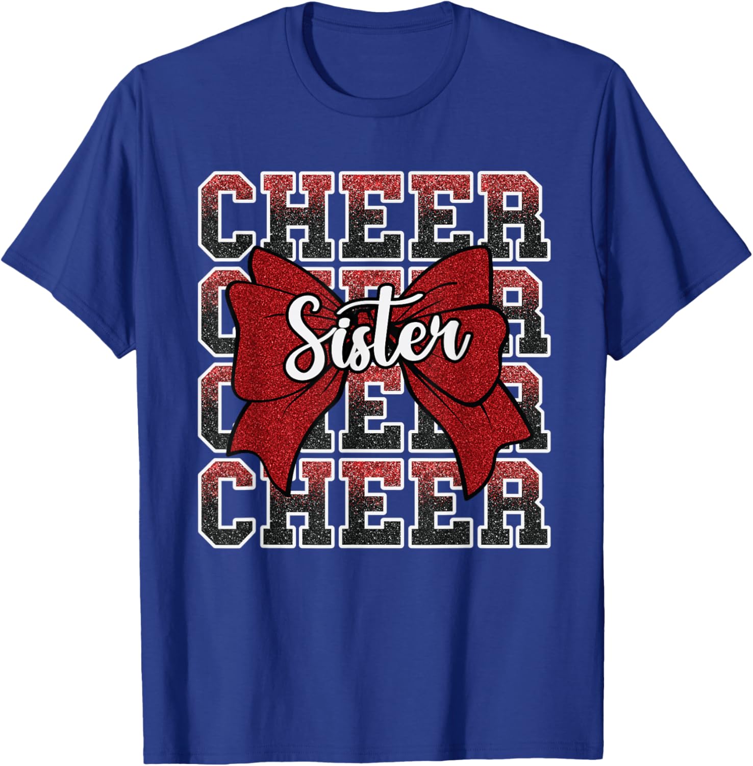 Coquette Cheer Sister Bow Red T-Shirt for Sport Cheerleaders - 28