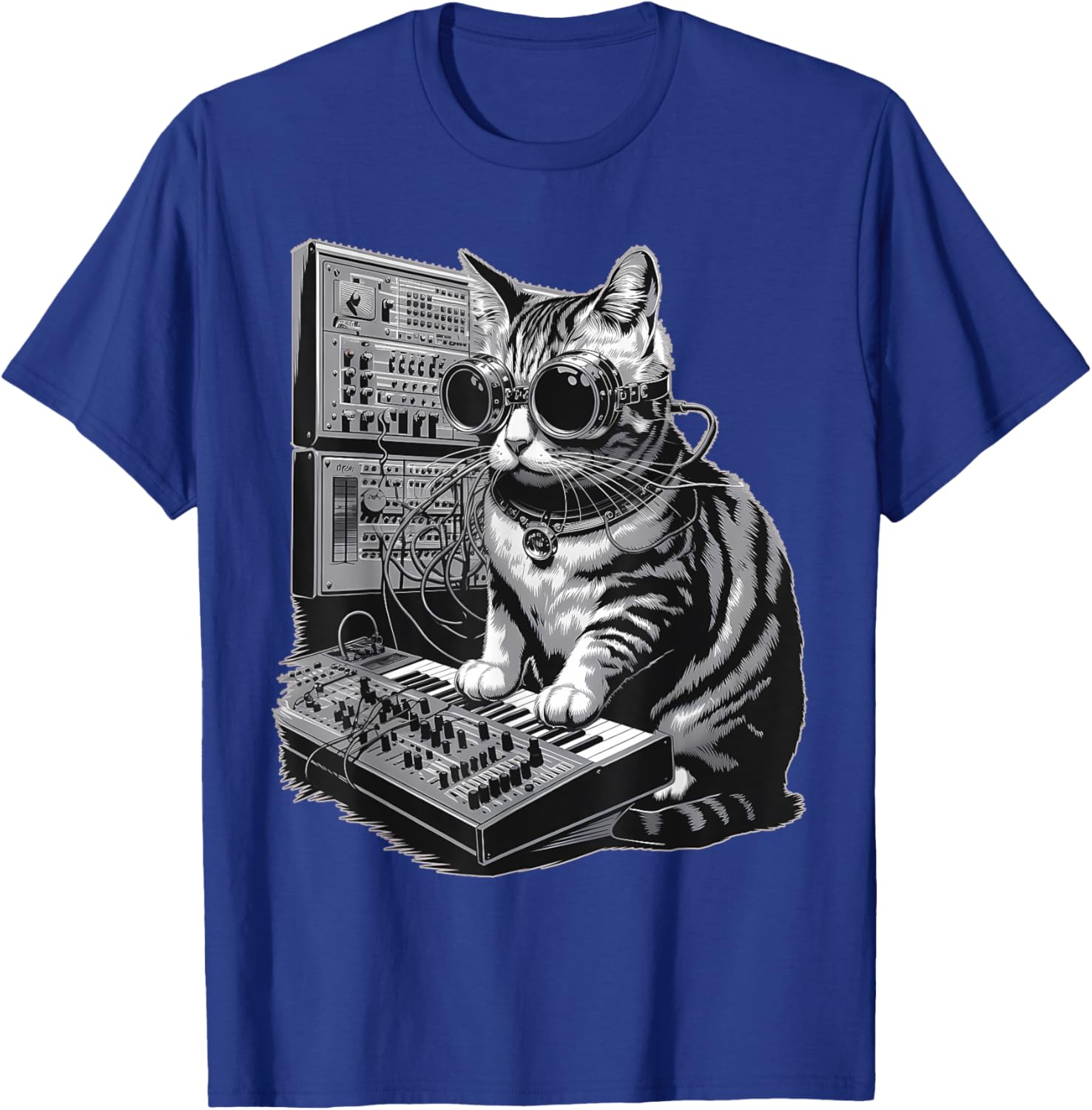 Steampunk Cat Playing Synthesizer Techno Music T-Shirt for Cat Lovers - 17