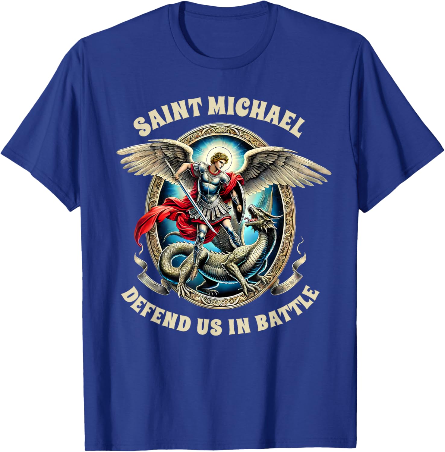 St. Michael Catholic Faith T-Shirt Pray For Us Defend Us In Battle - 6