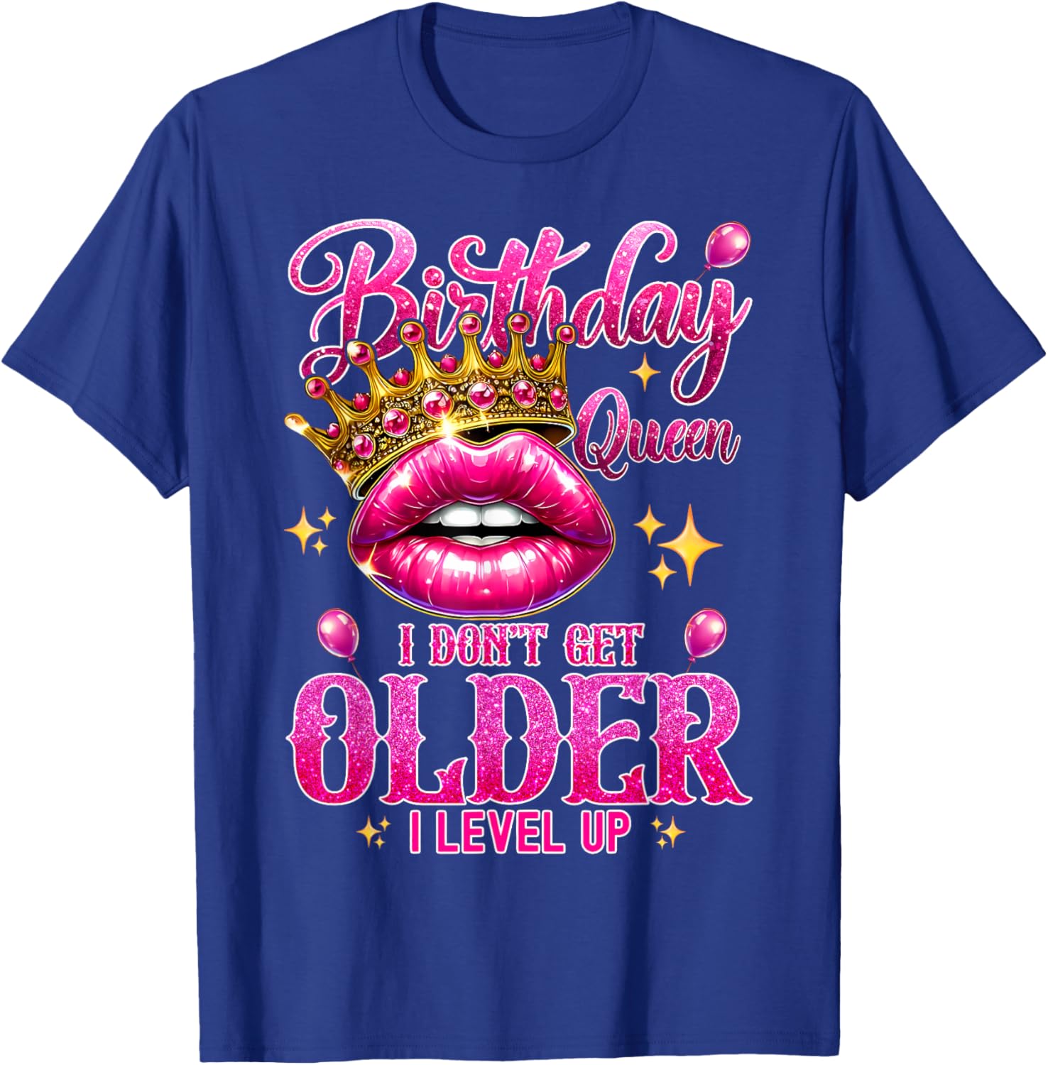 Birthday Queen Level Up Lip Balloon T-Shirt for Fun Celebrations - 8