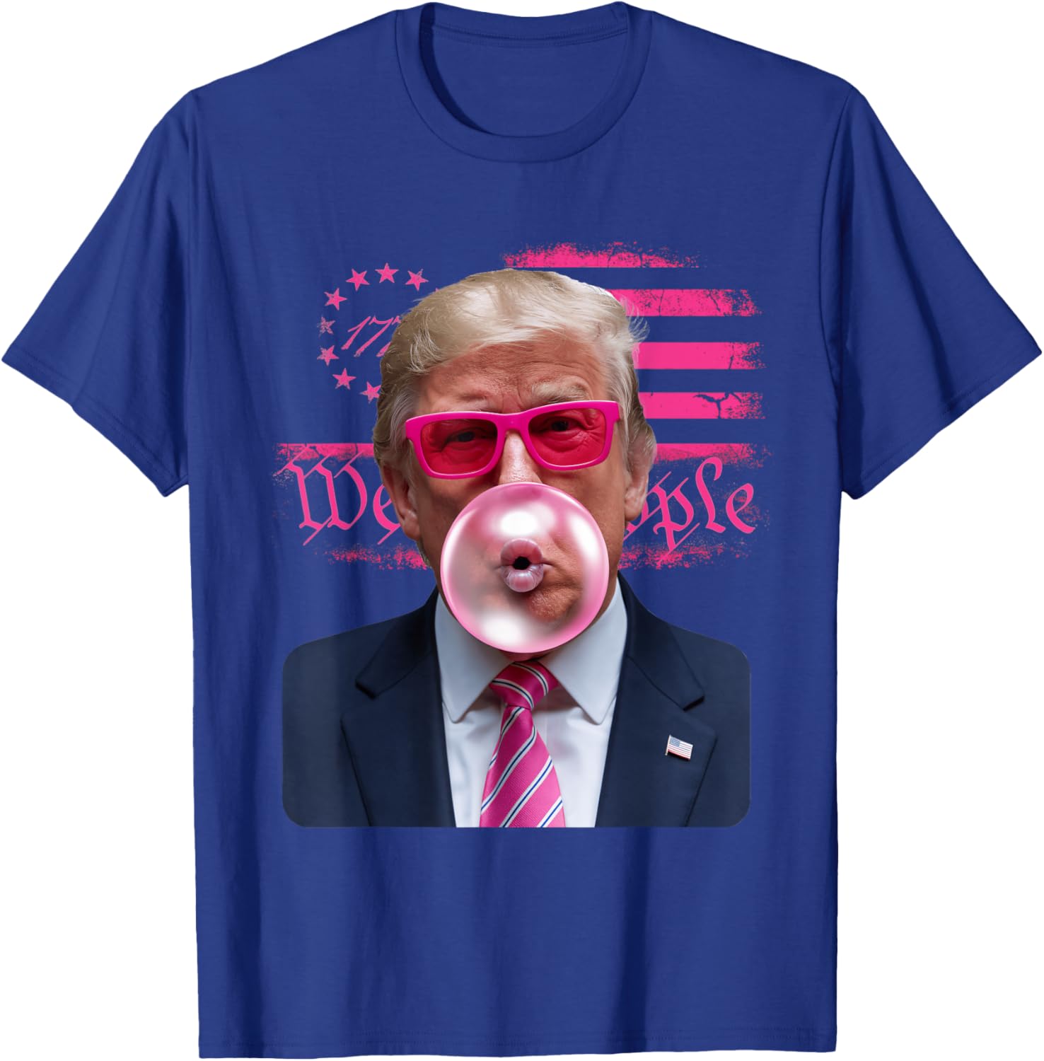 Trump Pink Glasses Bubble Gum 4th of July American Flag T-Shirt - 19