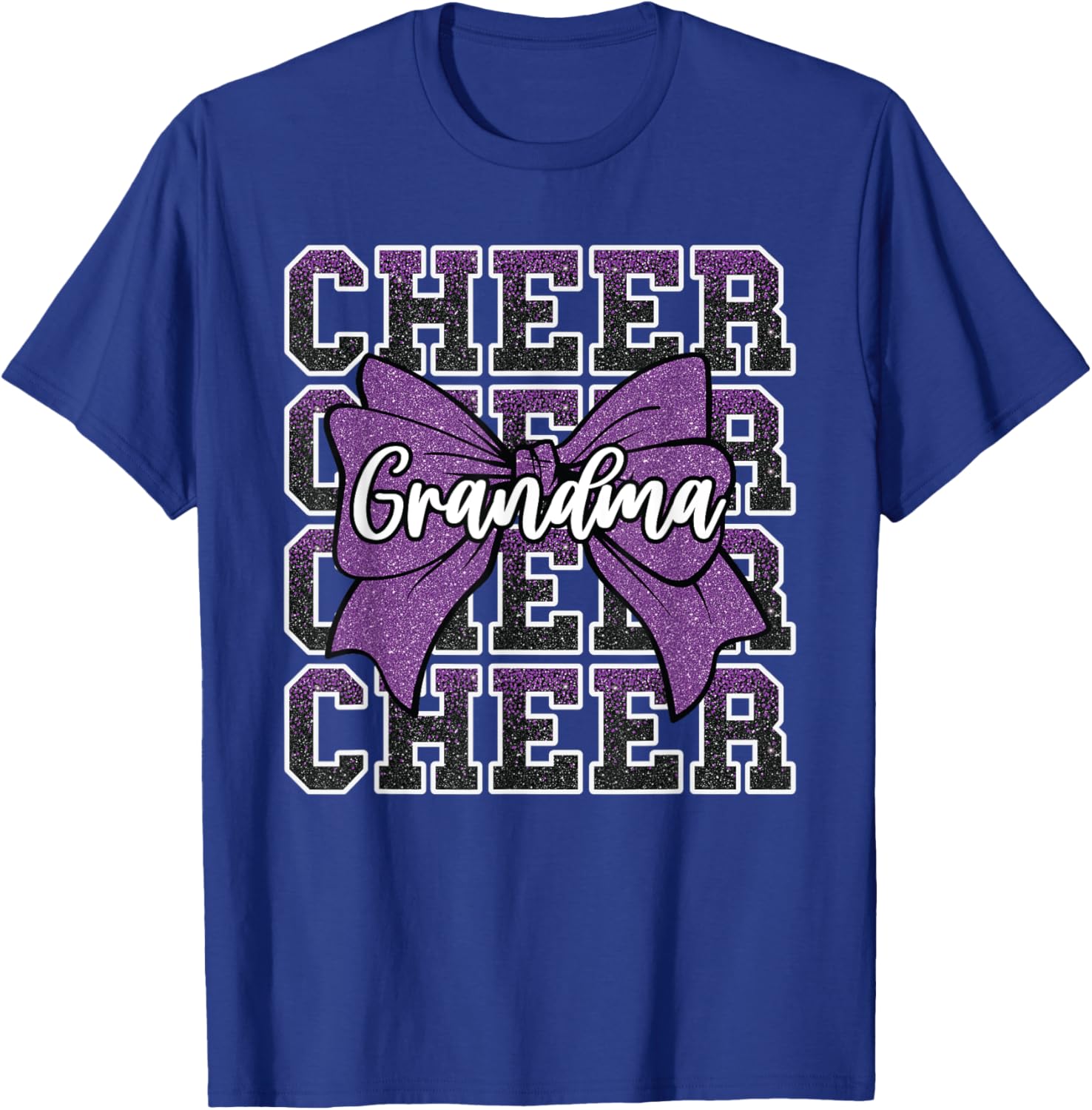 Cheer Grandma Bow Sport Purple T-Shirt for Cheerleaders and Fans - 7