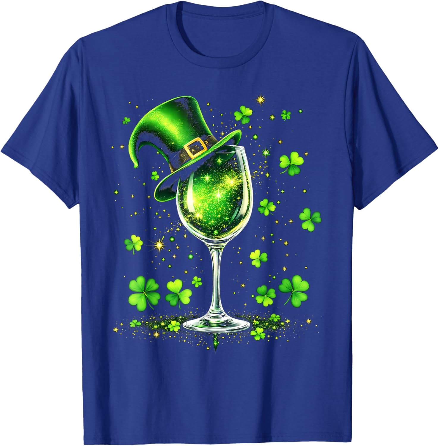 St Patricks Day Shamrock Wine Glass and Leprechaun Hat T-Shirt - 22