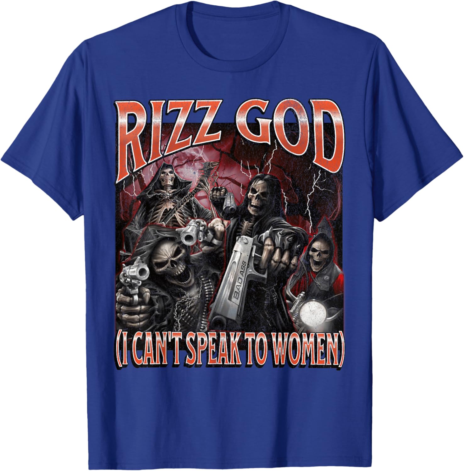 Funny Rizz God Skeleton Meme Tee for Men Who Can't Talk to Women - 19