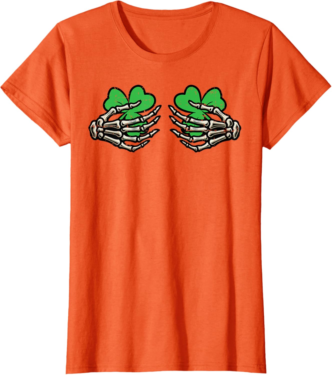 St Patricks Day Skeleton Hand Clover T-Shirt for Women - Fun Saint Patty's Style - 16