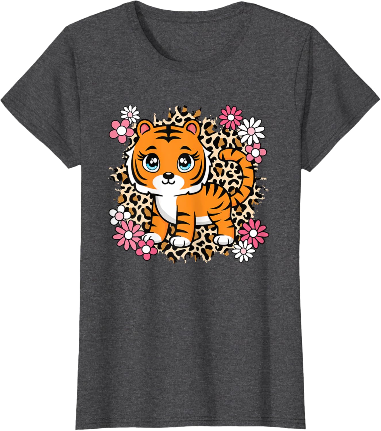 Cute Tiger Flowers T-Shirt for Women Girls and Kids - Perfect Gift for Tiger Lovers - 9