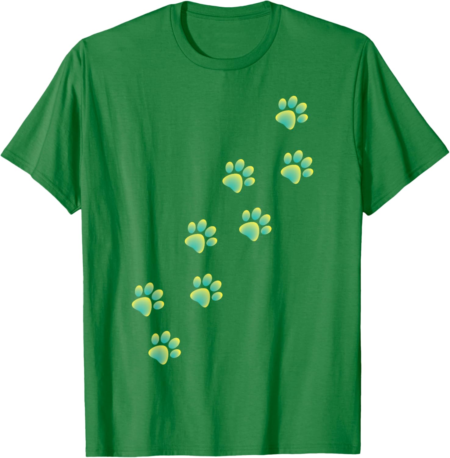 Cute Cat Paws Yellow Teal Graphic T-Shirt for Cat Lovers of All Ages - 1