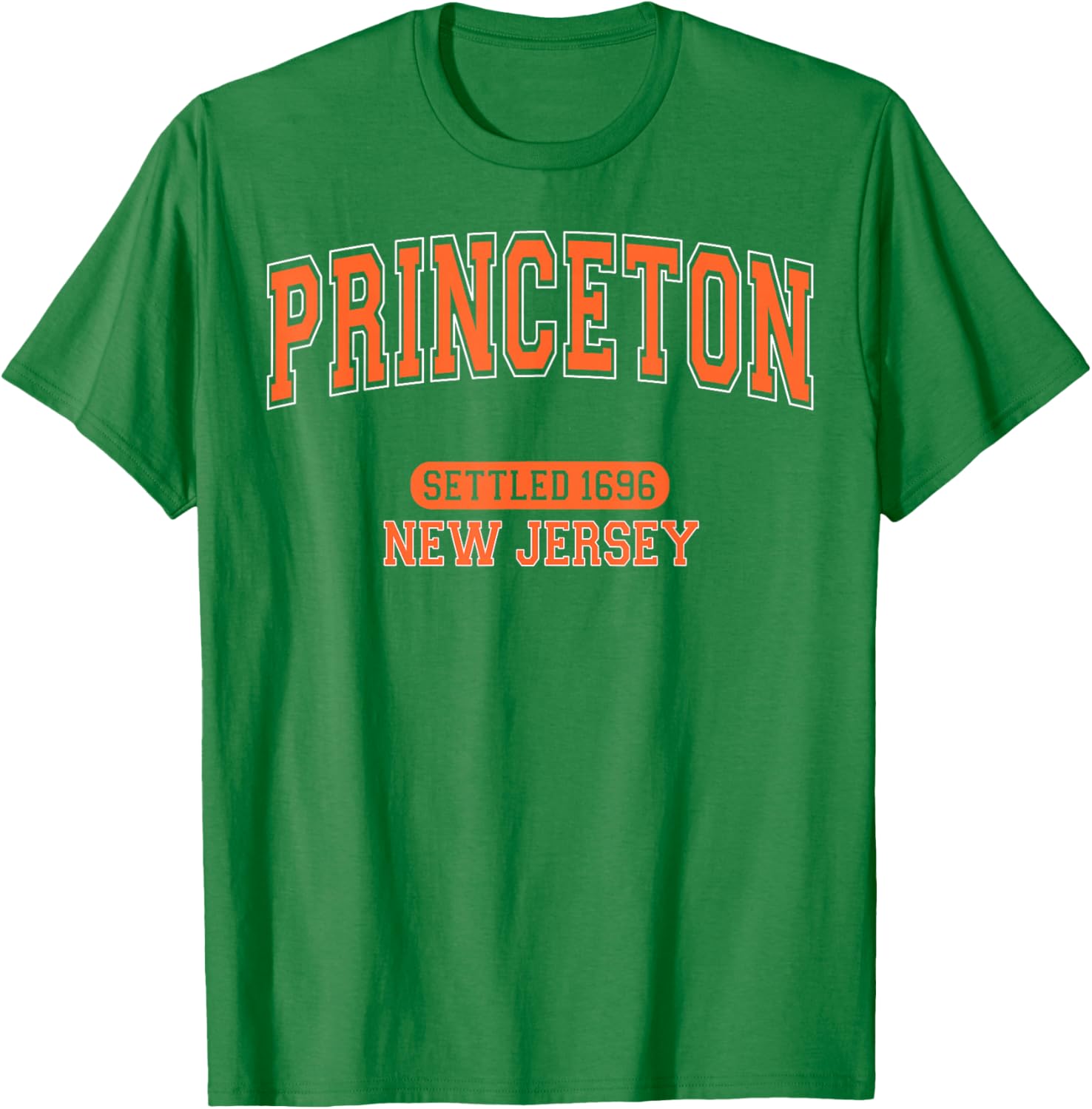 Vintage Arched Orange T-Shirt Celebrating Princeton New Jersey 1696 - 18