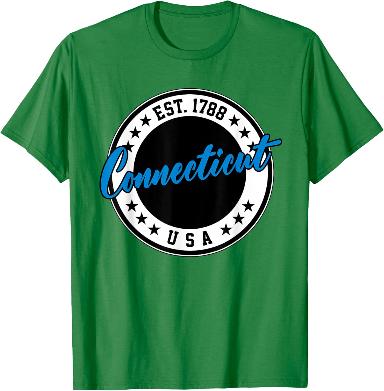 Connecticut USA Script Circle T-Shirt in Blue - Stylish Casual Wear - 12