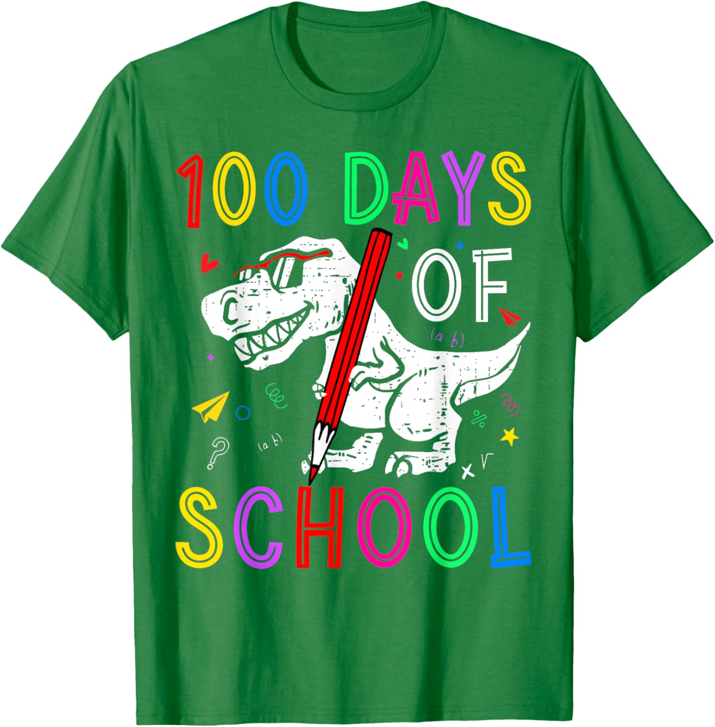 100 Days of School Dino T-Rex Kids T-Shirt for Teachers and Students - 15