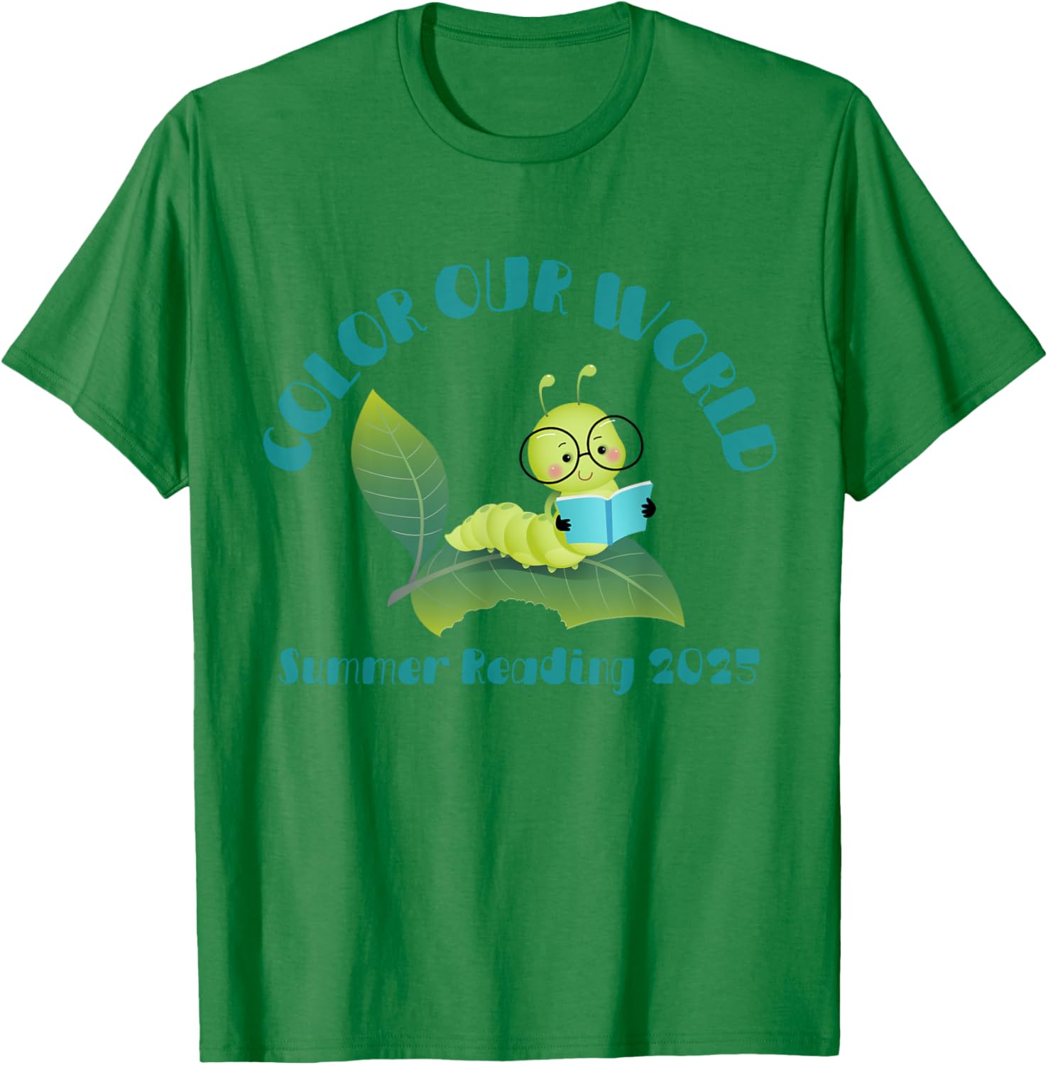 Color Our World Summer 2025 Reading Program Book Worm T-Shirt for Kids - 11