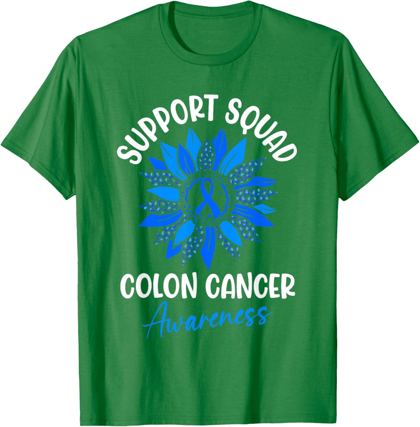 Colorectal Cancer Awareness Blue Ribbon Sunflower T-Shirt for Supporters - 8