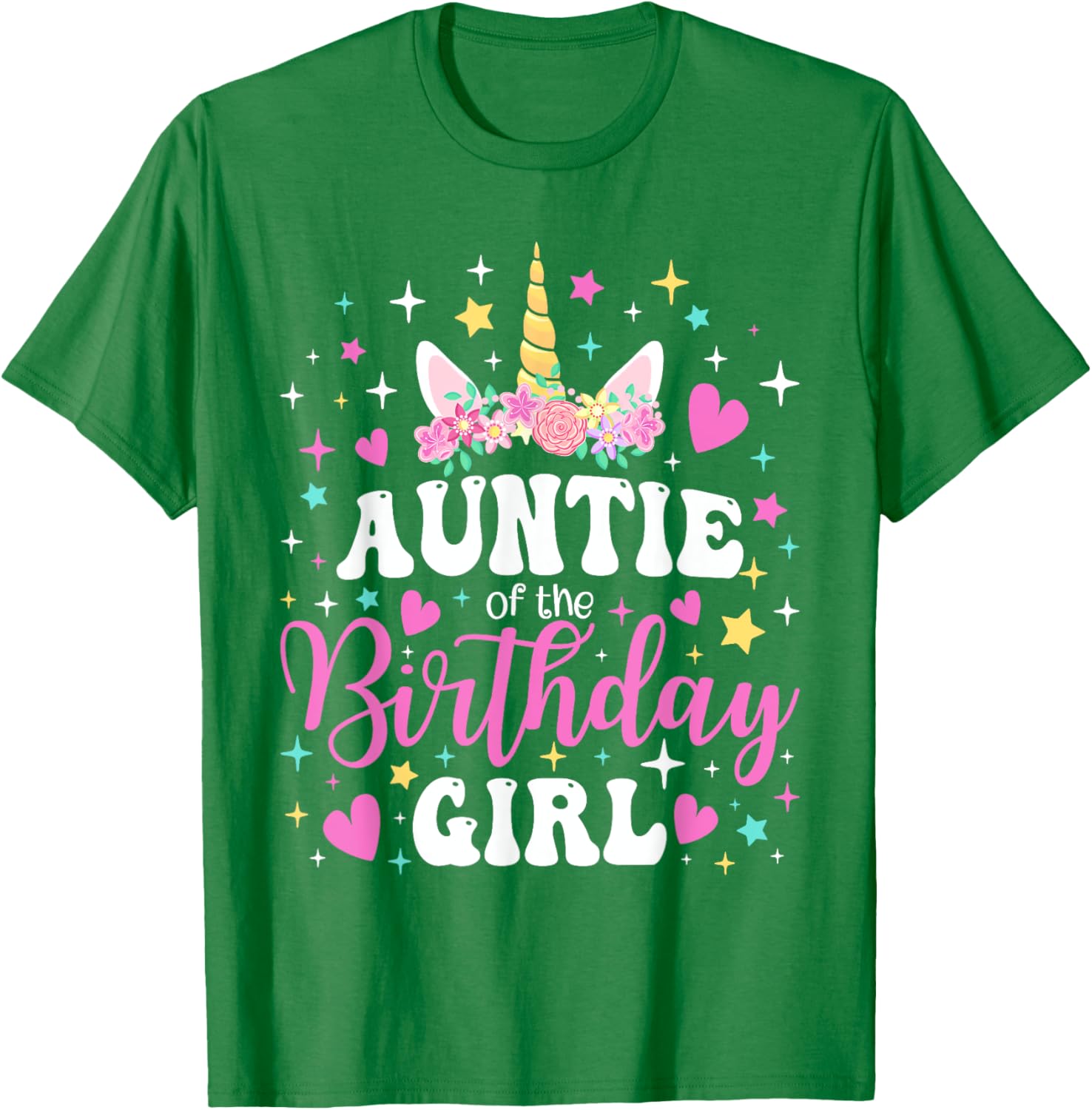 Unicorn Auntie Birthday Matching T-Shirt for Family Celebration Fun - 23
