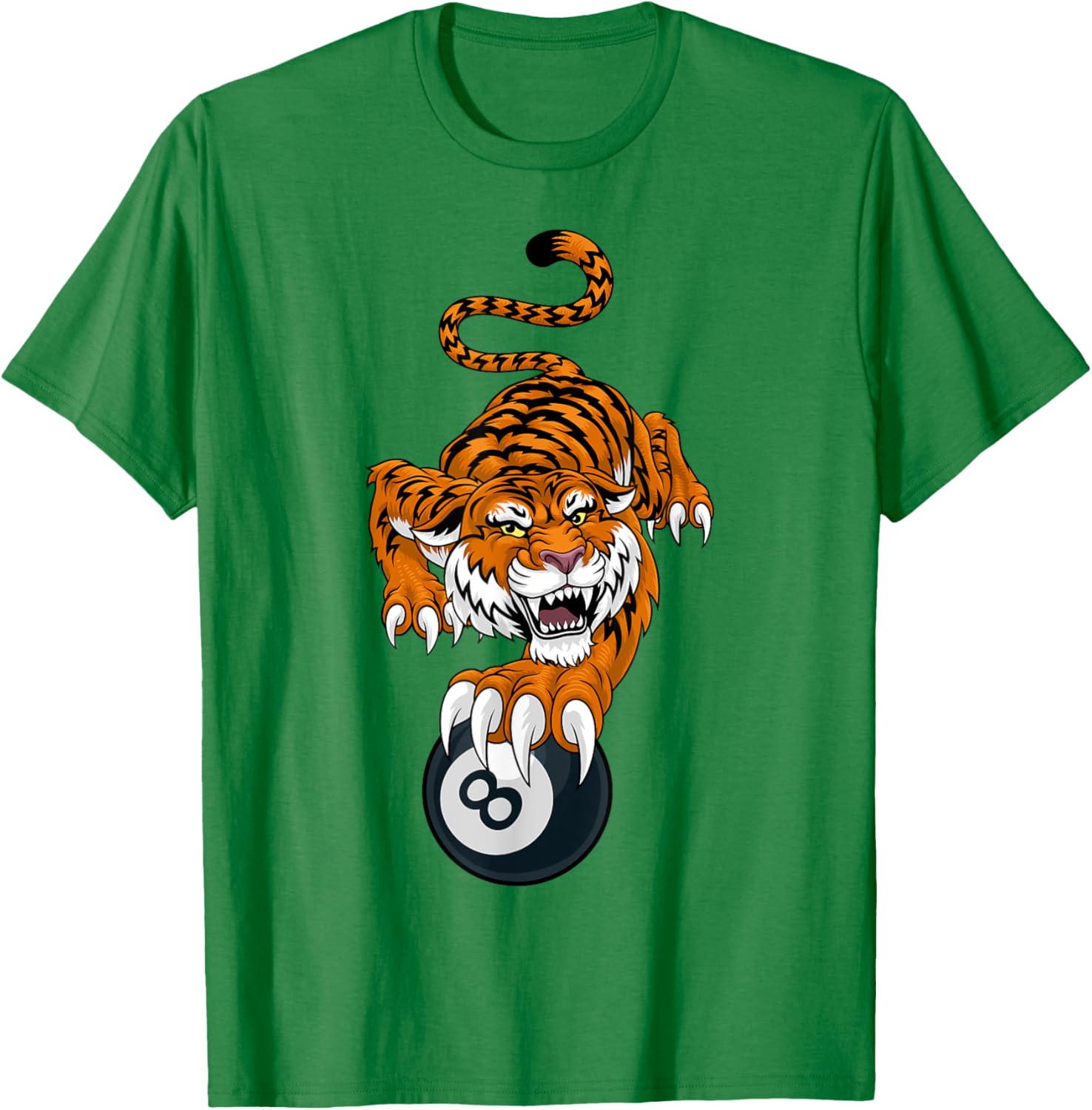 Tiger Angry Pool 8 Ball Billiards Cartoon Character T-Shirt for Fun Style - 2