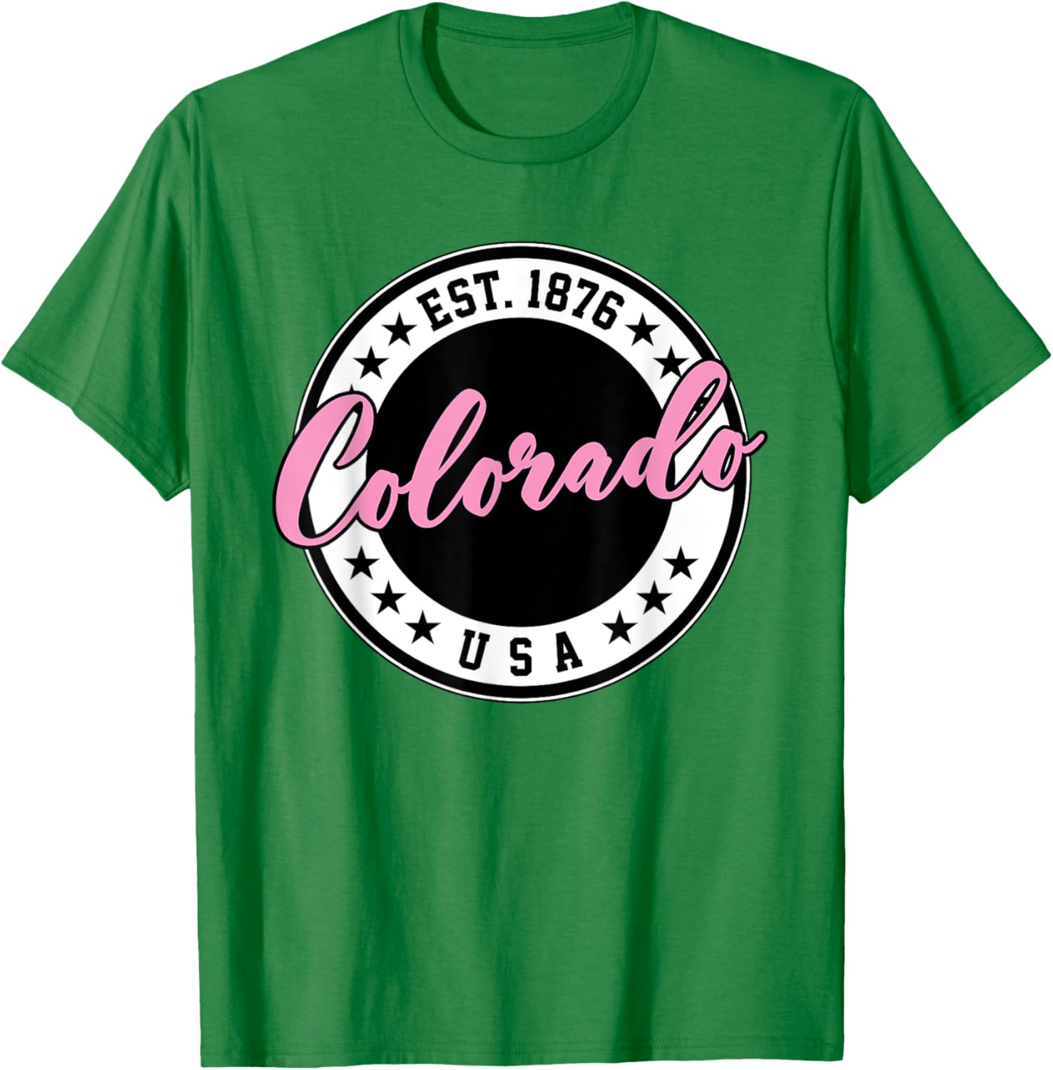 Colorado USA Script Circle Pink Text T-Shirt for Stylish Comfort - 22