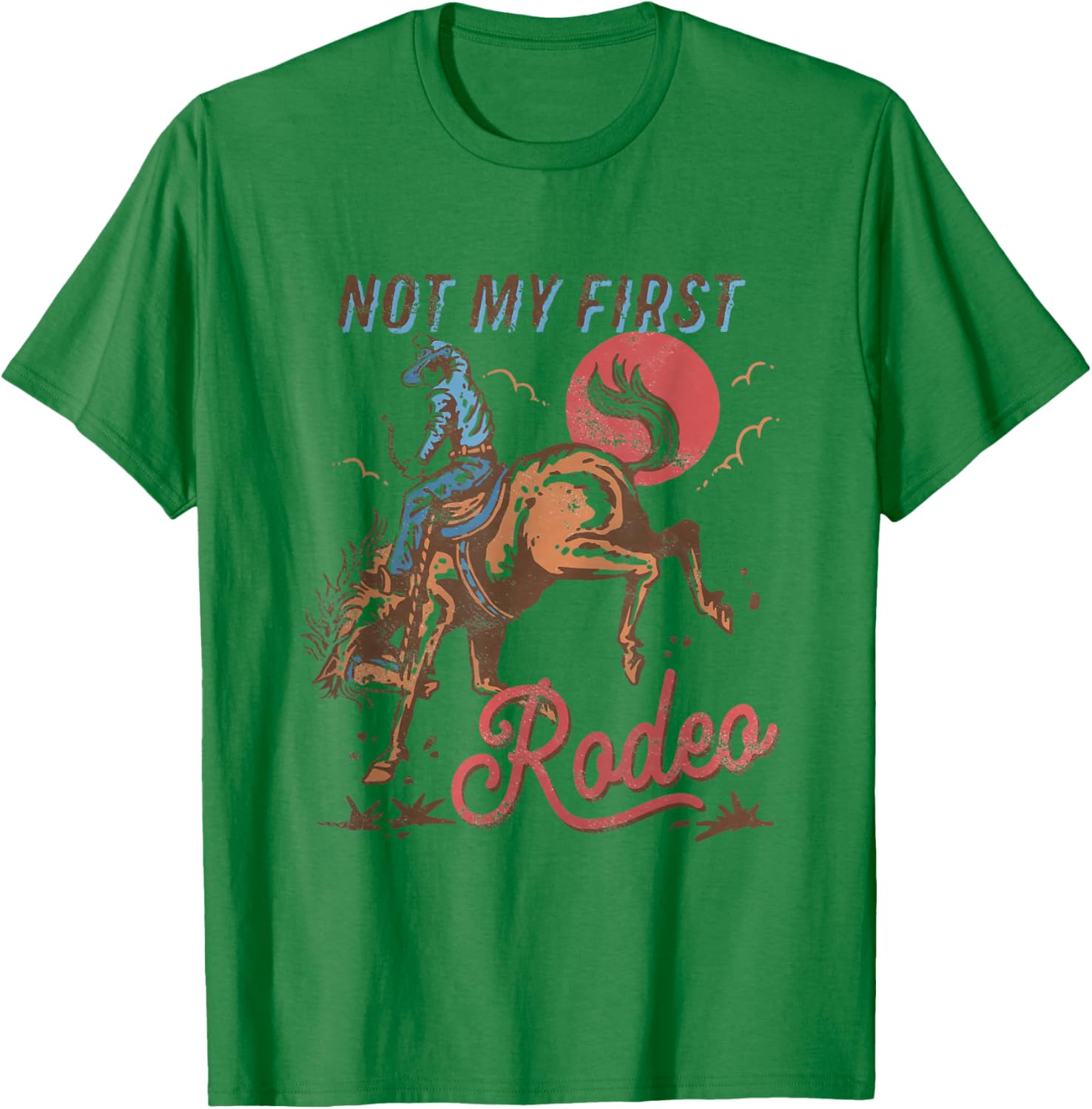 Vintage Cowboy Rodeo T-Shirt Not My First Rodeo Bronc Riding Style - 2