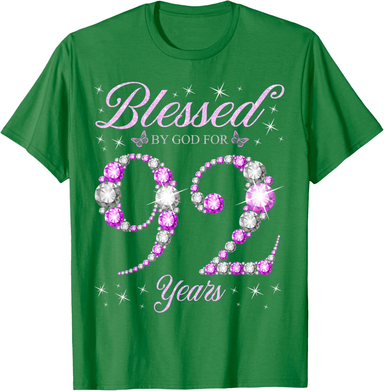 Blessed By God 92 Years Old Birthday Party T-Shirt for 92nd Celebration - 2