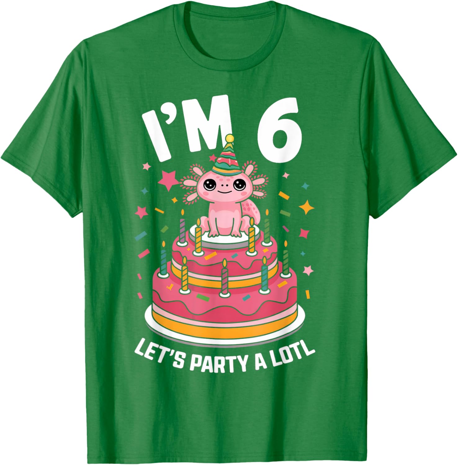 Cute Axolotl 6th Birthday T-Shirt for Kids Fun Birthday Party Outfit - 11