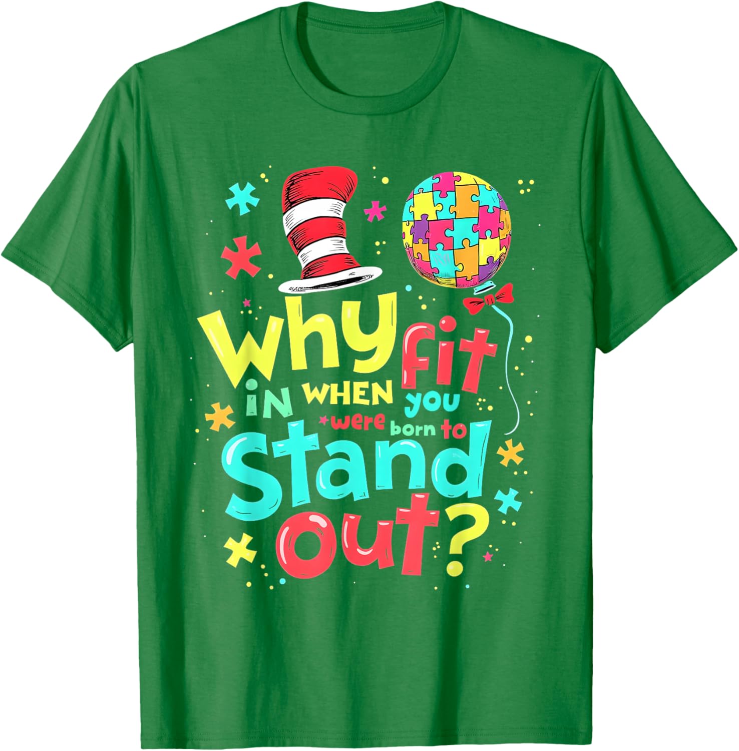 Autism Awareness Cool Cat in the Hat T-Shirt for Doctors and Teachers - 9