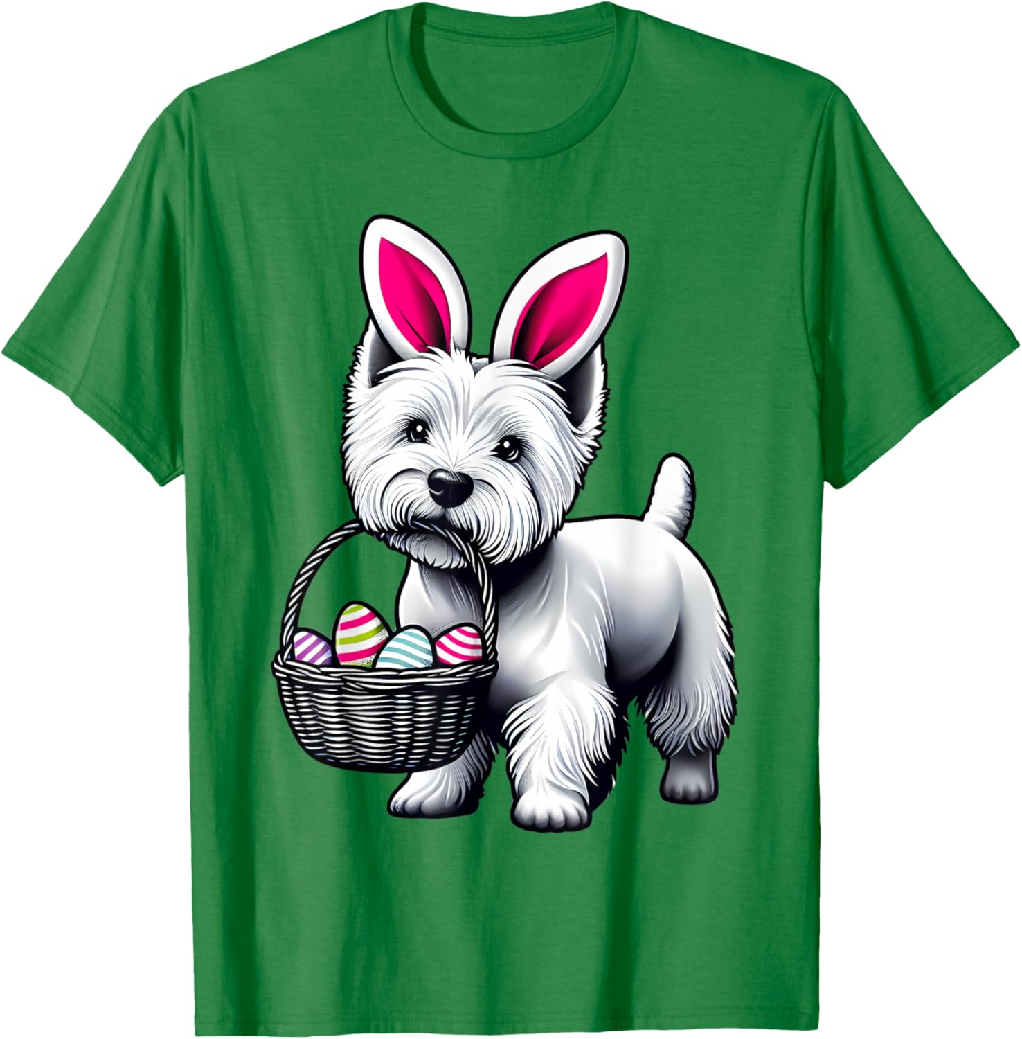 Adorable Bunny Ear West Highland Terrier Easter Eggs T-Shirt for Dogs - 4