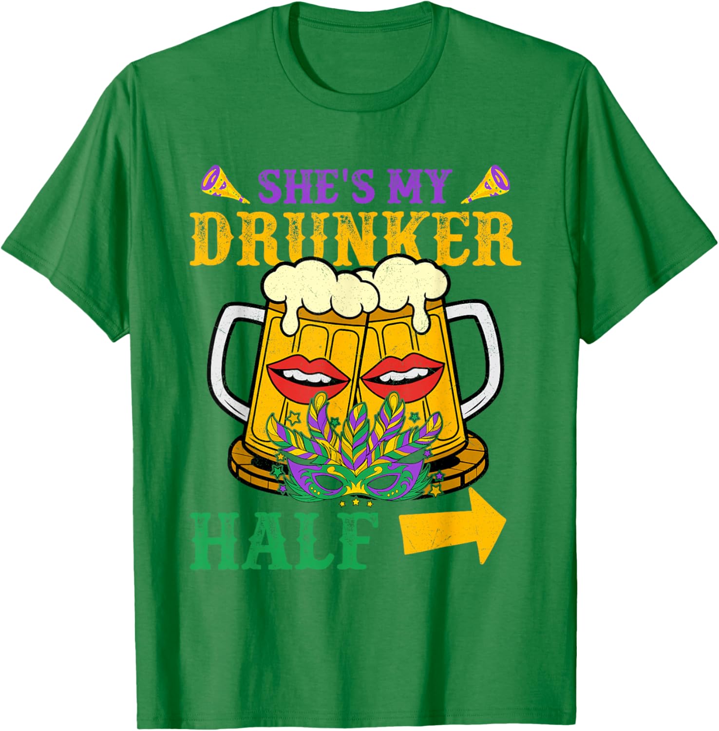 She's My Drunker Half Matching Mardi Gras T-Shirt for Couples - 5