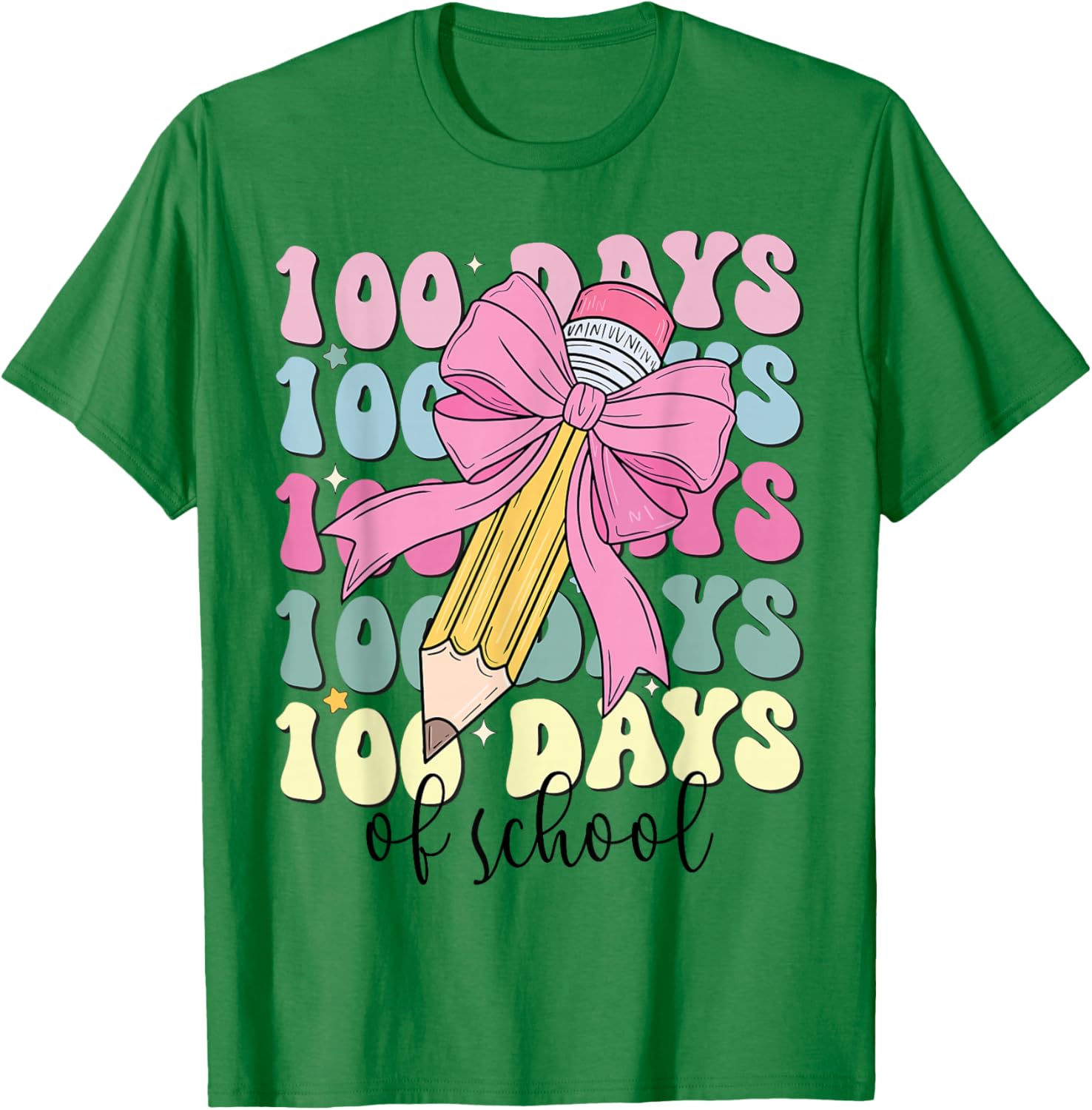 Adorable 100 Days of School Girls Coquette Bow T-Shirt for Kids - 17
