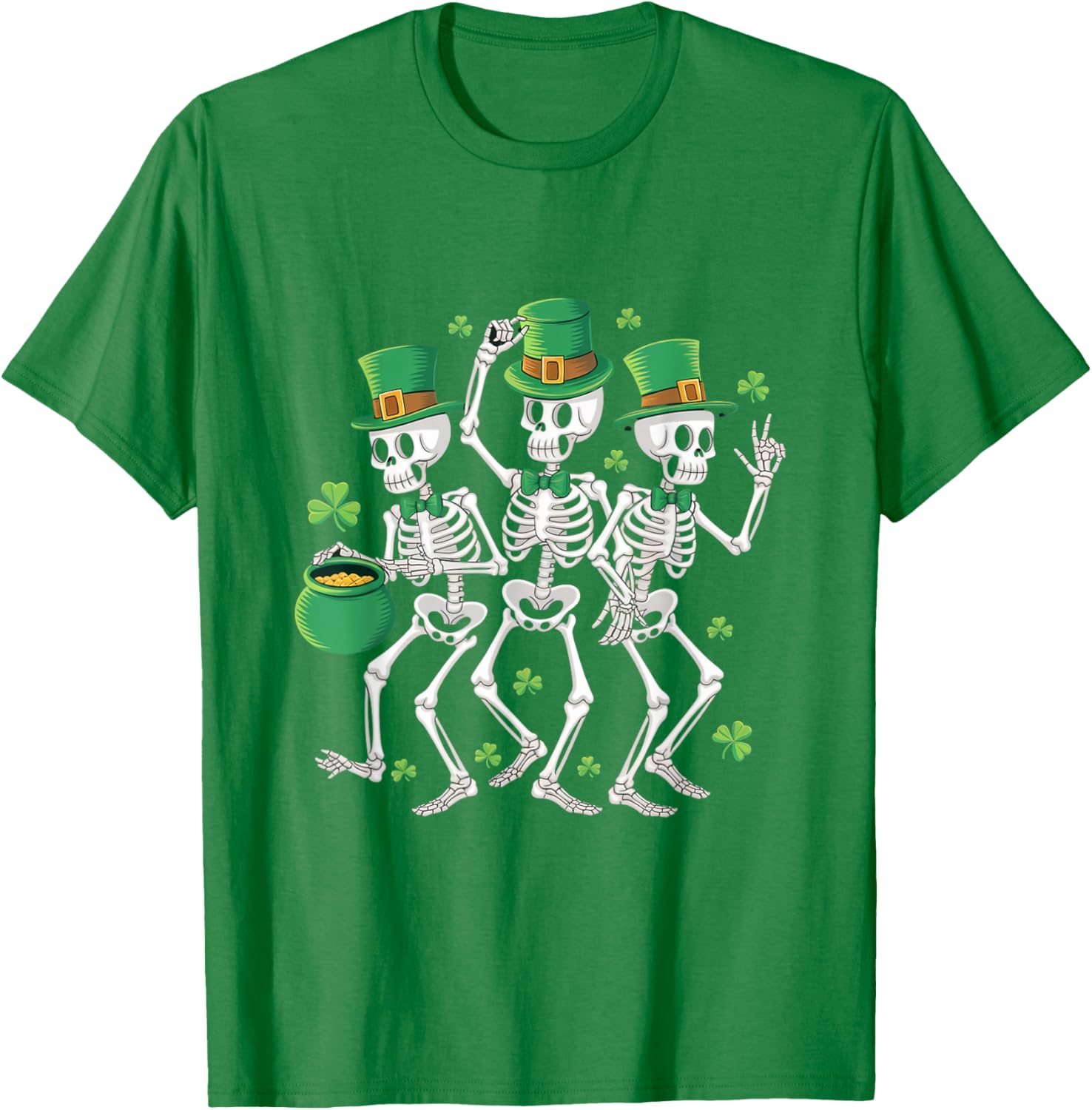 St Patrick's Day Dancing Skeletons T-Shirt for Men and Women Fun Apparel - 1