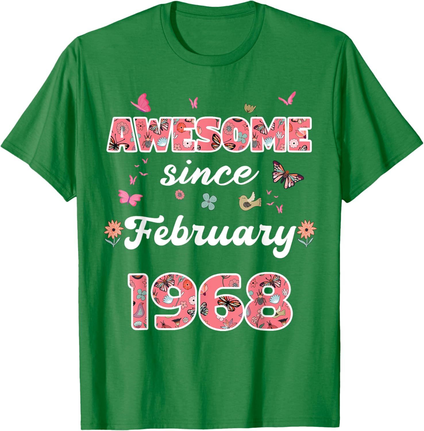 Vintage February 1968 Flowers Birthday T-Shirt for a Special Celebration - 14