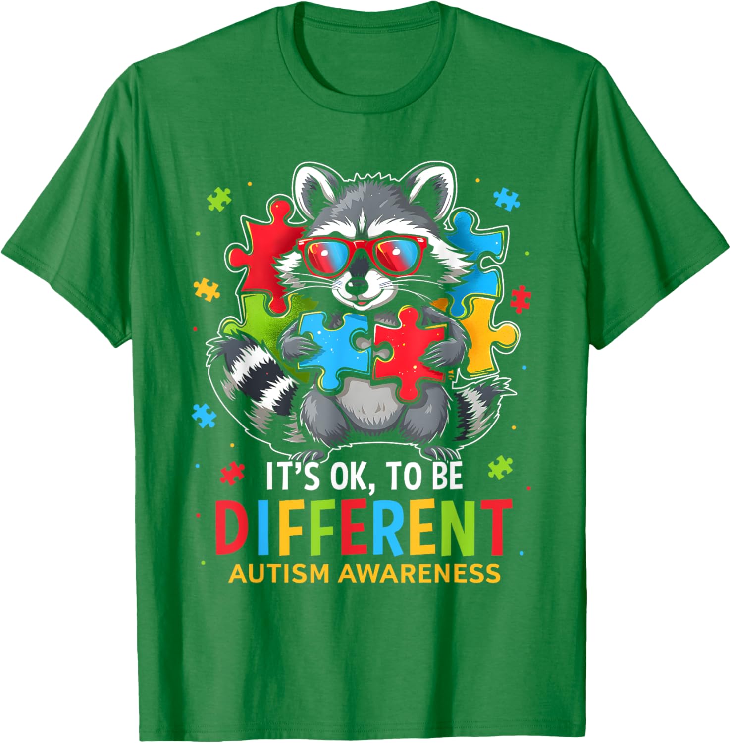 Autistic Raccoon T-Shirt It's Okay to Be Different Autism Awareness Tee - 10