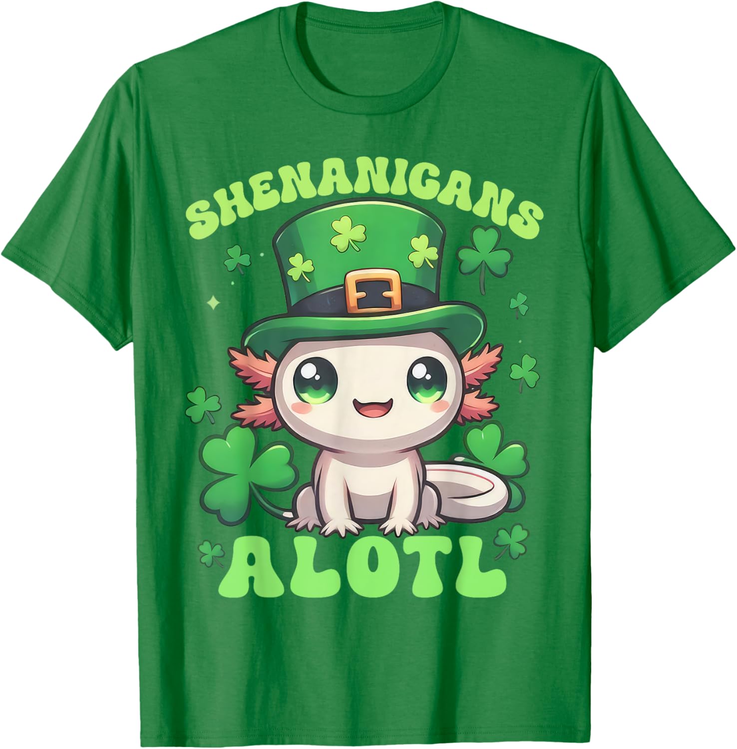 Axolotl St. Patrick's Day Fun T-Shirt for Kids and Adults - 13