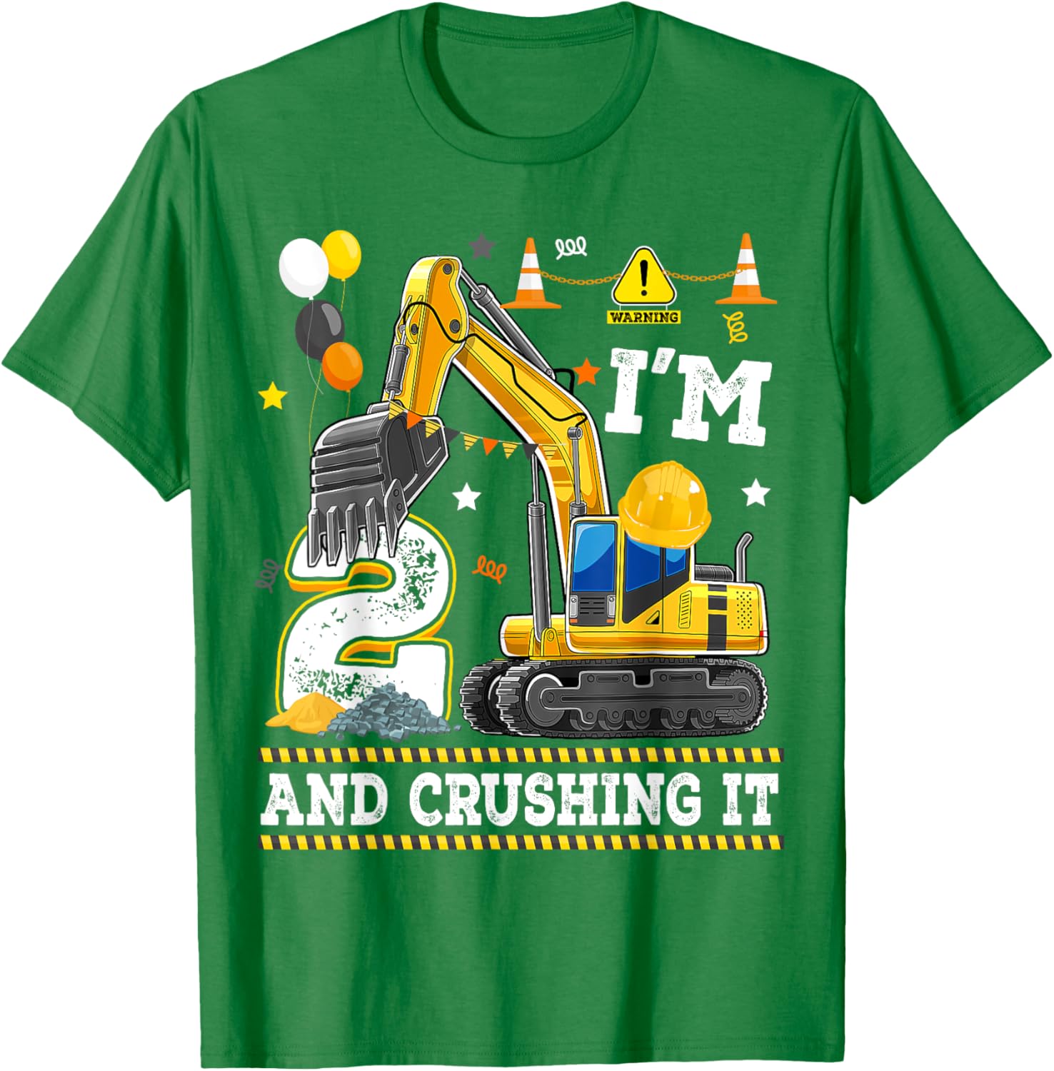 Adorable 2nd Birthday Excavator Digger Builder T-Shirt for Kids - 3