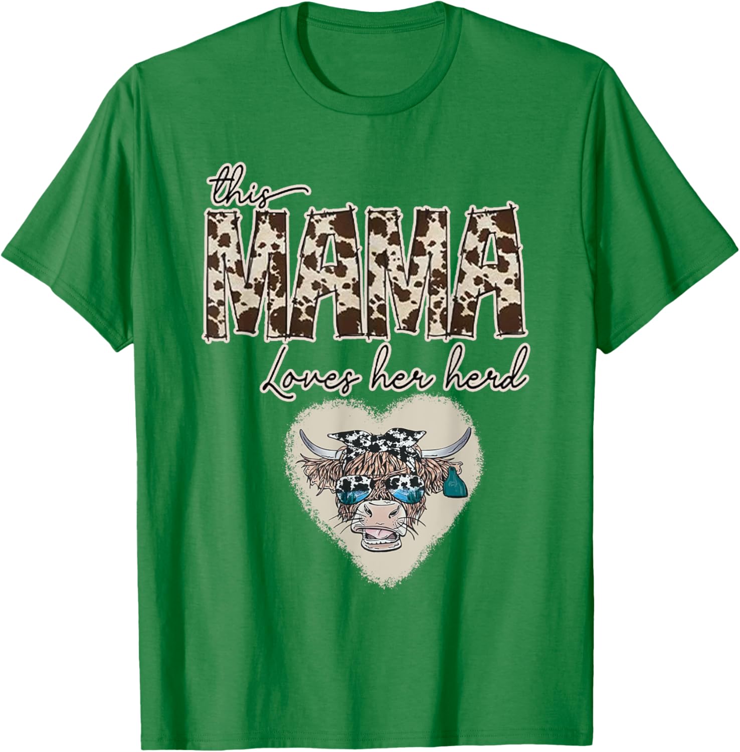 Cute Cow Print Mama Shirt for Farmers, Love Your Herd T-Shirt - 1