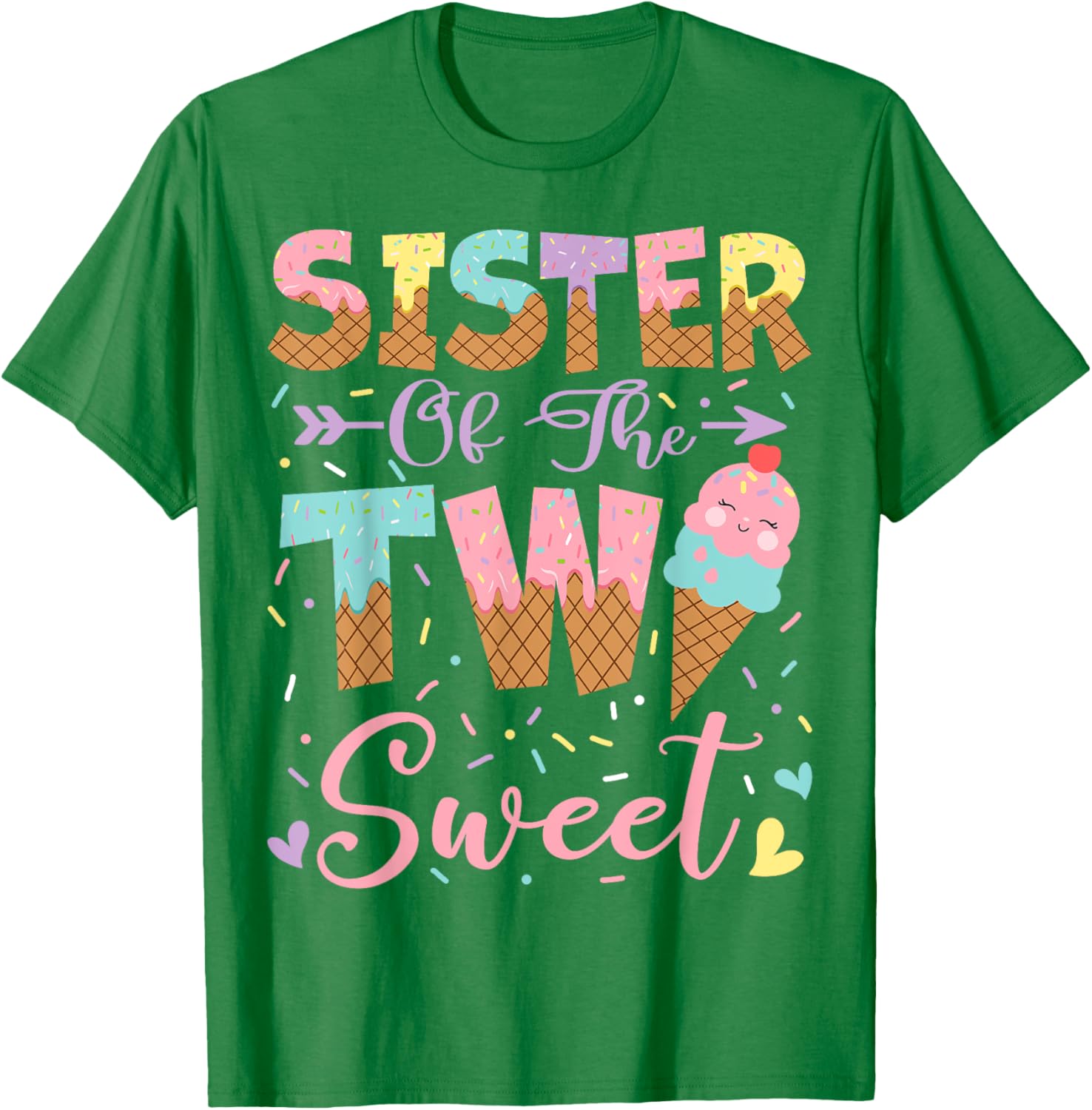 Adorable Sister of the Two Sweet Summer Ice Cream Birthday T-Shirt - 3