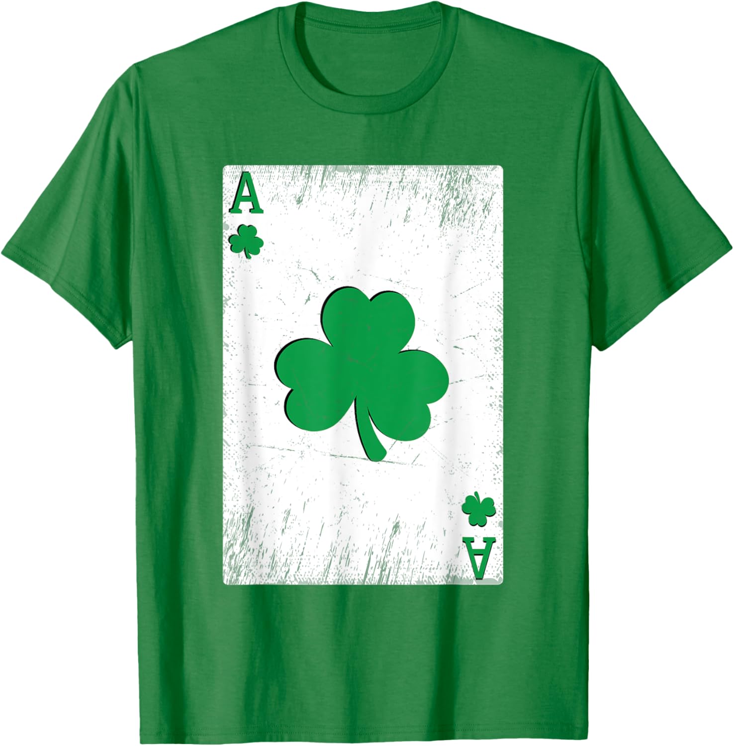 Vintage St Patrick's Day Ace of Shamrocks Green Clover T-Shirt for Fun - 5