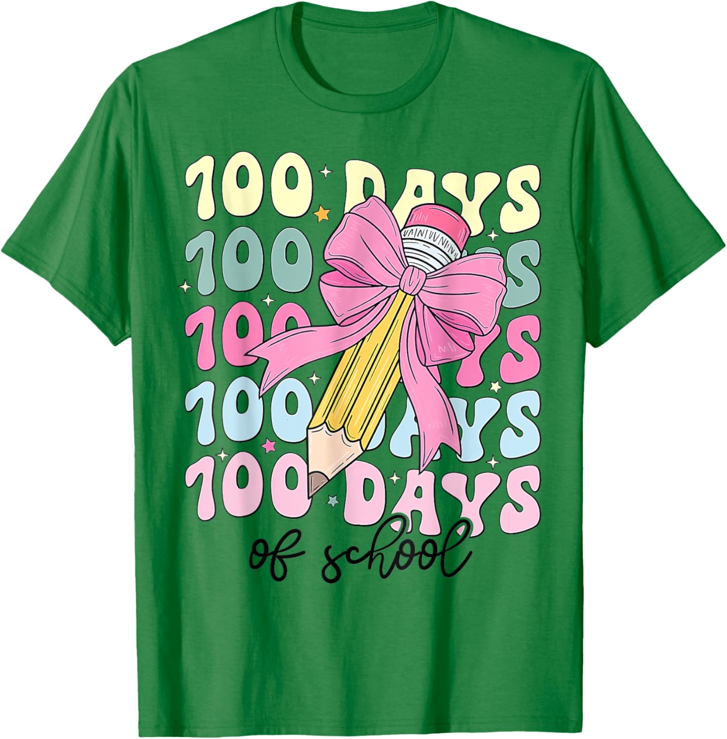 Coquette Bow 100th Day of School T-Shirt for Girls Fun School Celebration - 11
