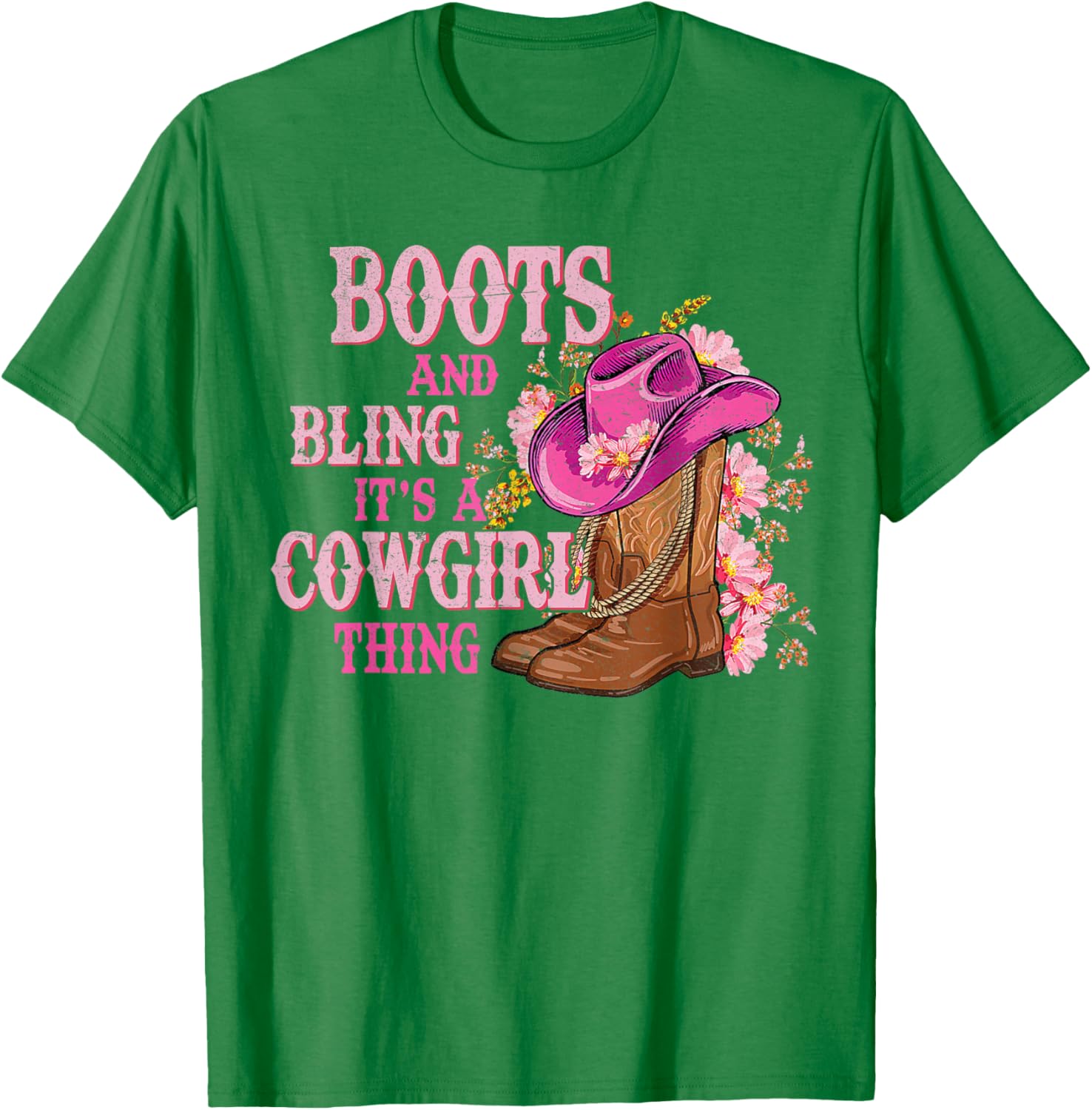 Cowgirl Style Boots and Bling Rodeo Love T-Shirt for Country Girls - 7
