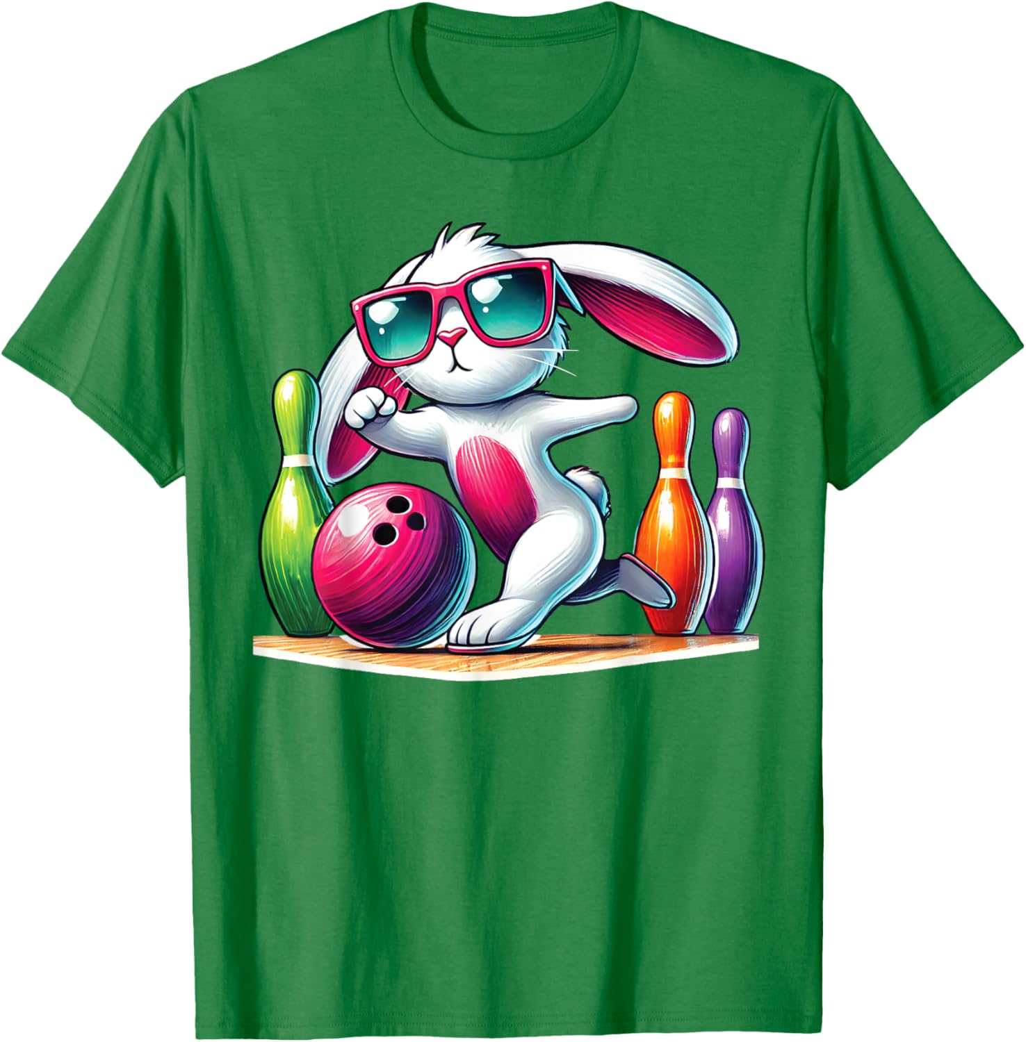 Bunny Ear Easter Bowling T-Shirt for Fun Egg Hunt Celebrations - 4