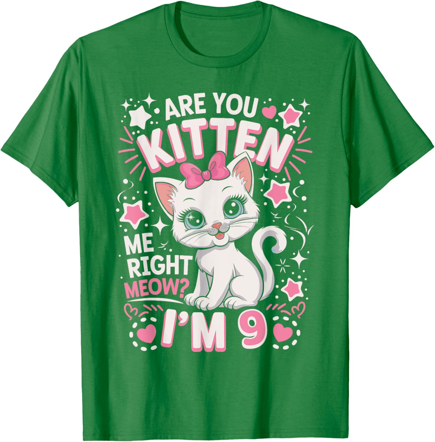 Cute 9th Birthday Cat Girls T-Shirt Are You Kitten Me Right Meow? - 4
