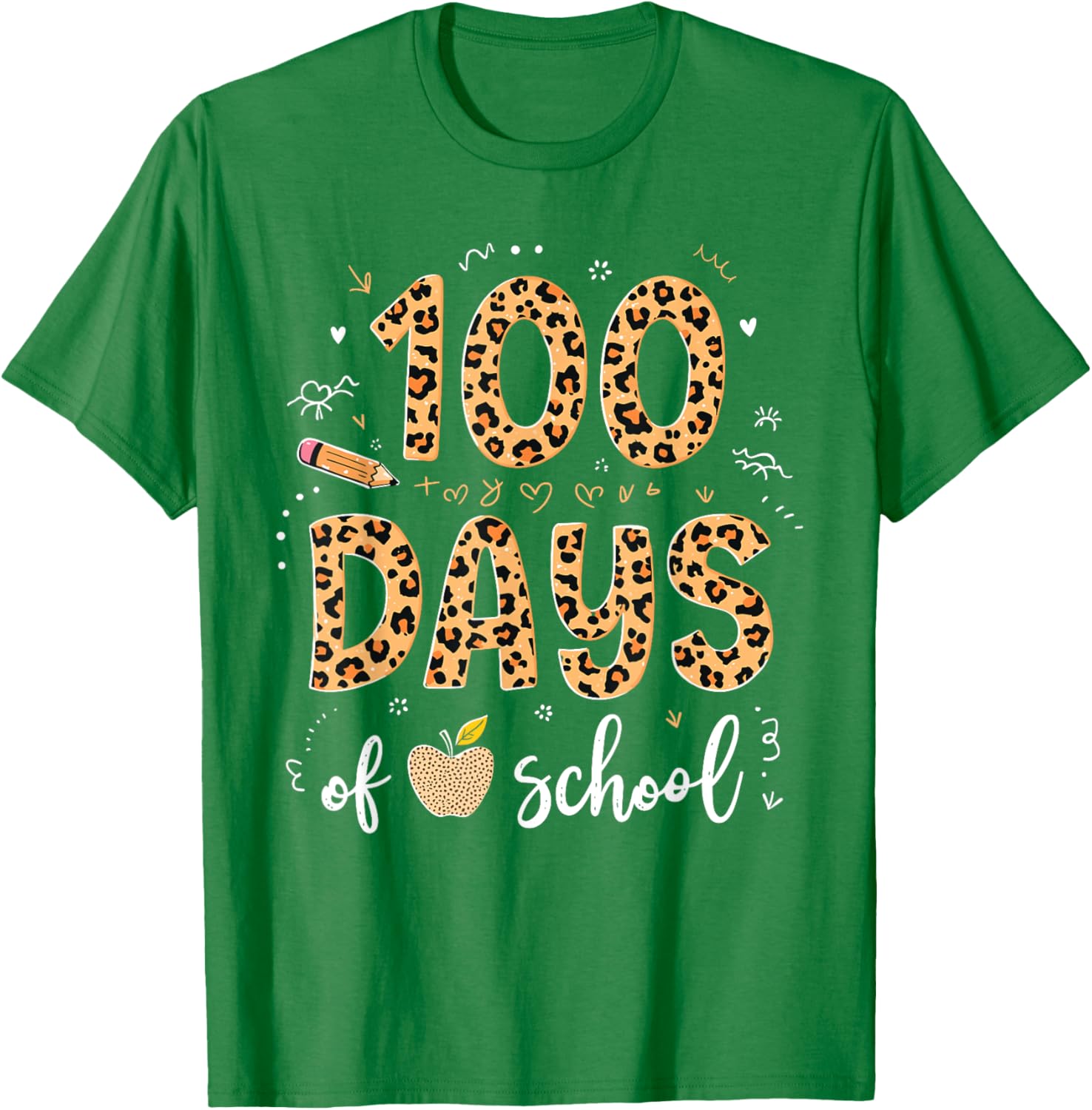 100 Days of School Leopard Print T-Shirt for Kids and Teachers - 17