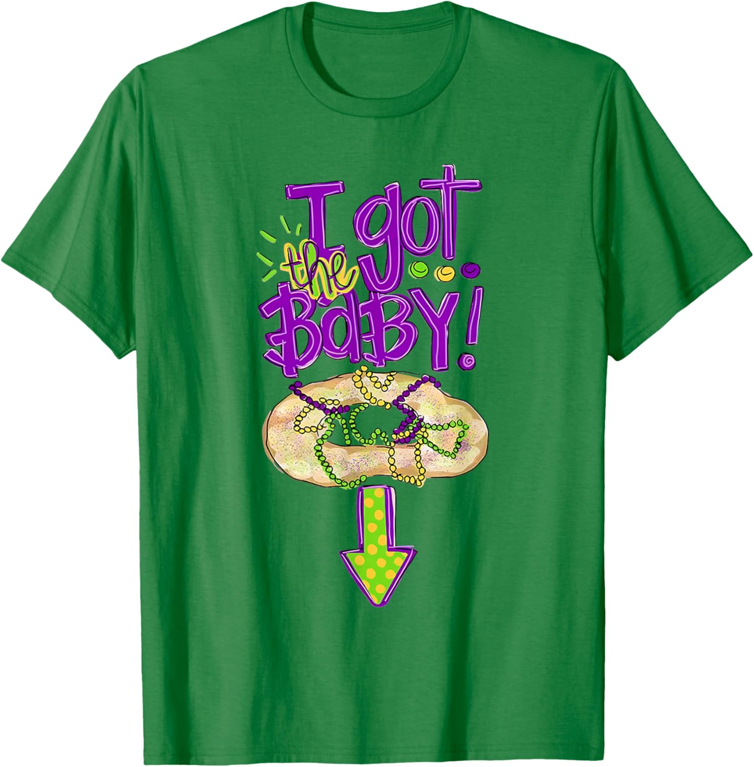 Baby Mardi Gras King Cake Reveal T-Shirt for New Orleans Celebrations - 4