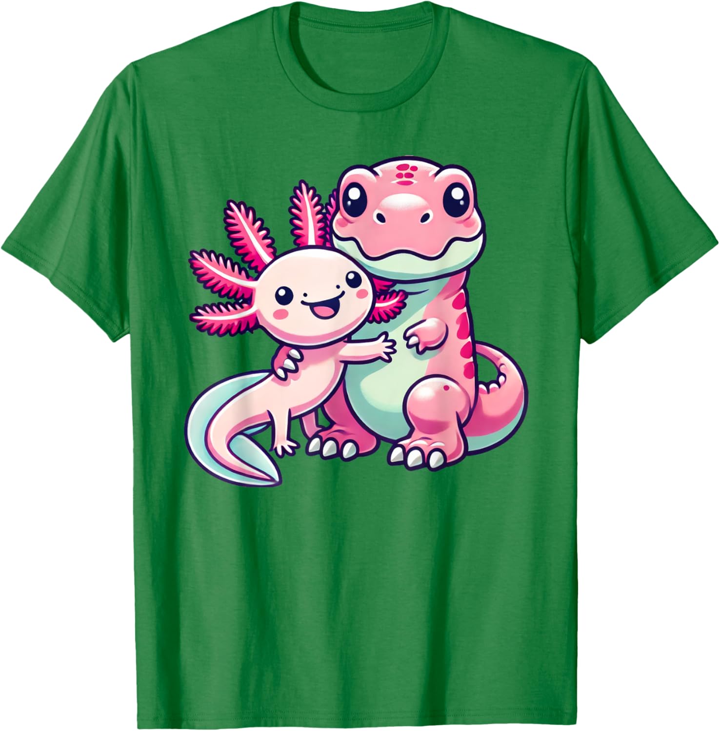 Cute Axolotl Hugging T-Rex Dinosaur T-Shirt for Fun Fashion Lovers - 2