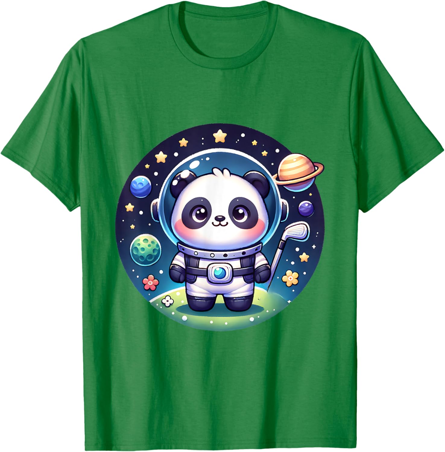 Cosmic Golfer Panda Bear Astronaut T-Shirt for Golf Lovers - 13
