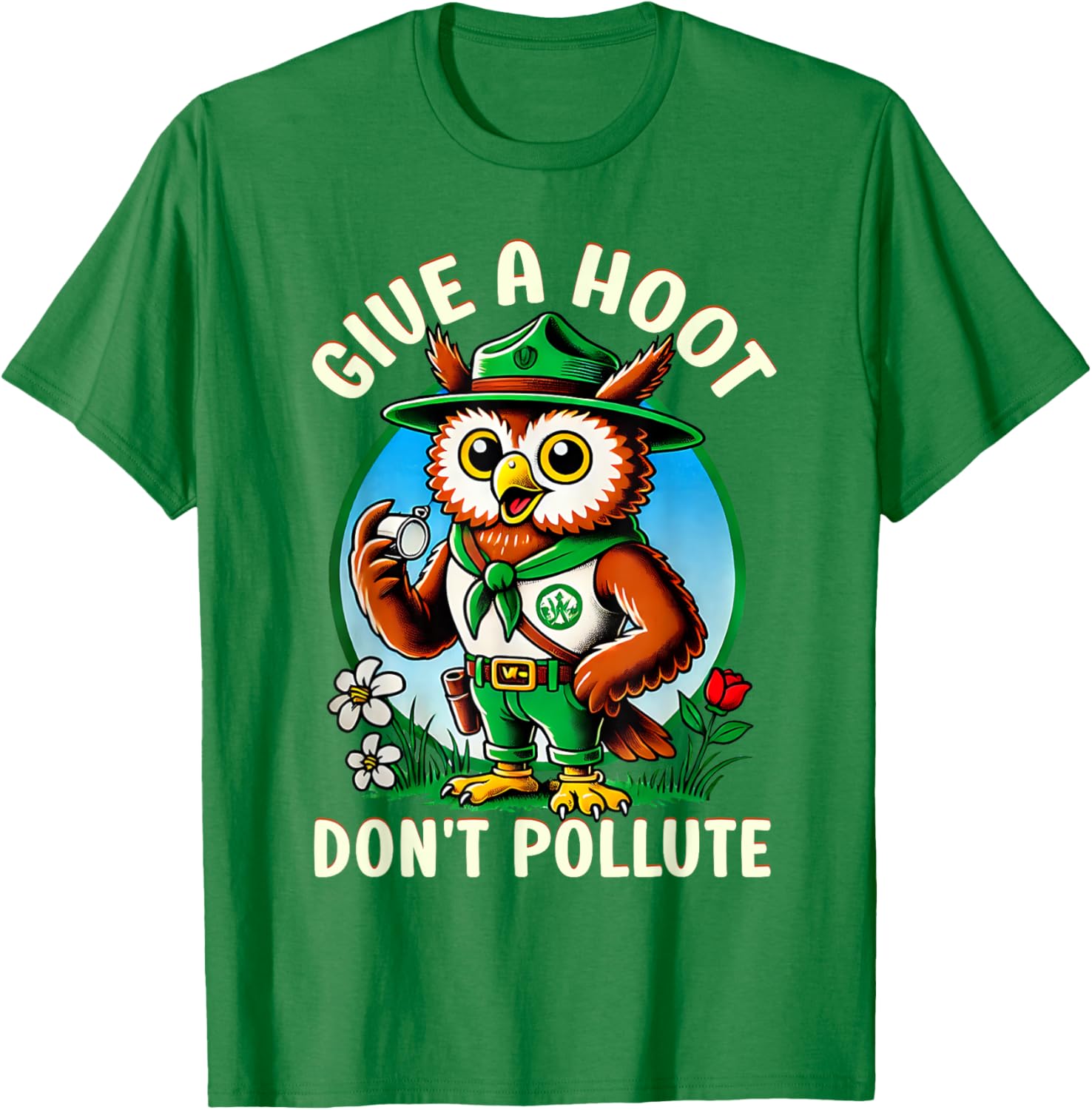 Retro Vintage Owl T-Shirt - Eco-Friendly Give A Hoot Don’t Pollute - 14