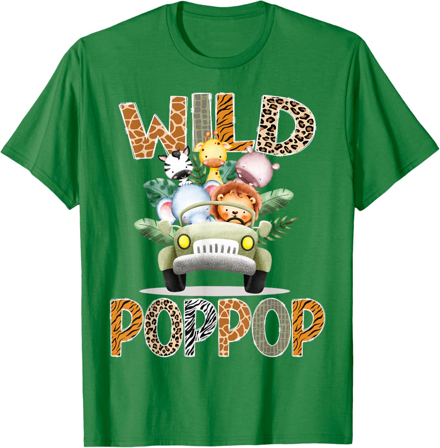 Wild PopPop Safari Jungle Animals 1st Birthday Truck T-Shirt for Kids - 7