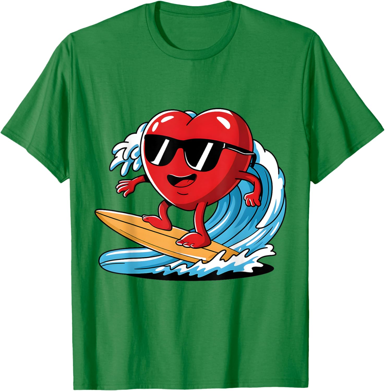 Surfing Heart Funny T-Shirt for Boys and Men - Perfect Valentine's Gift - 28