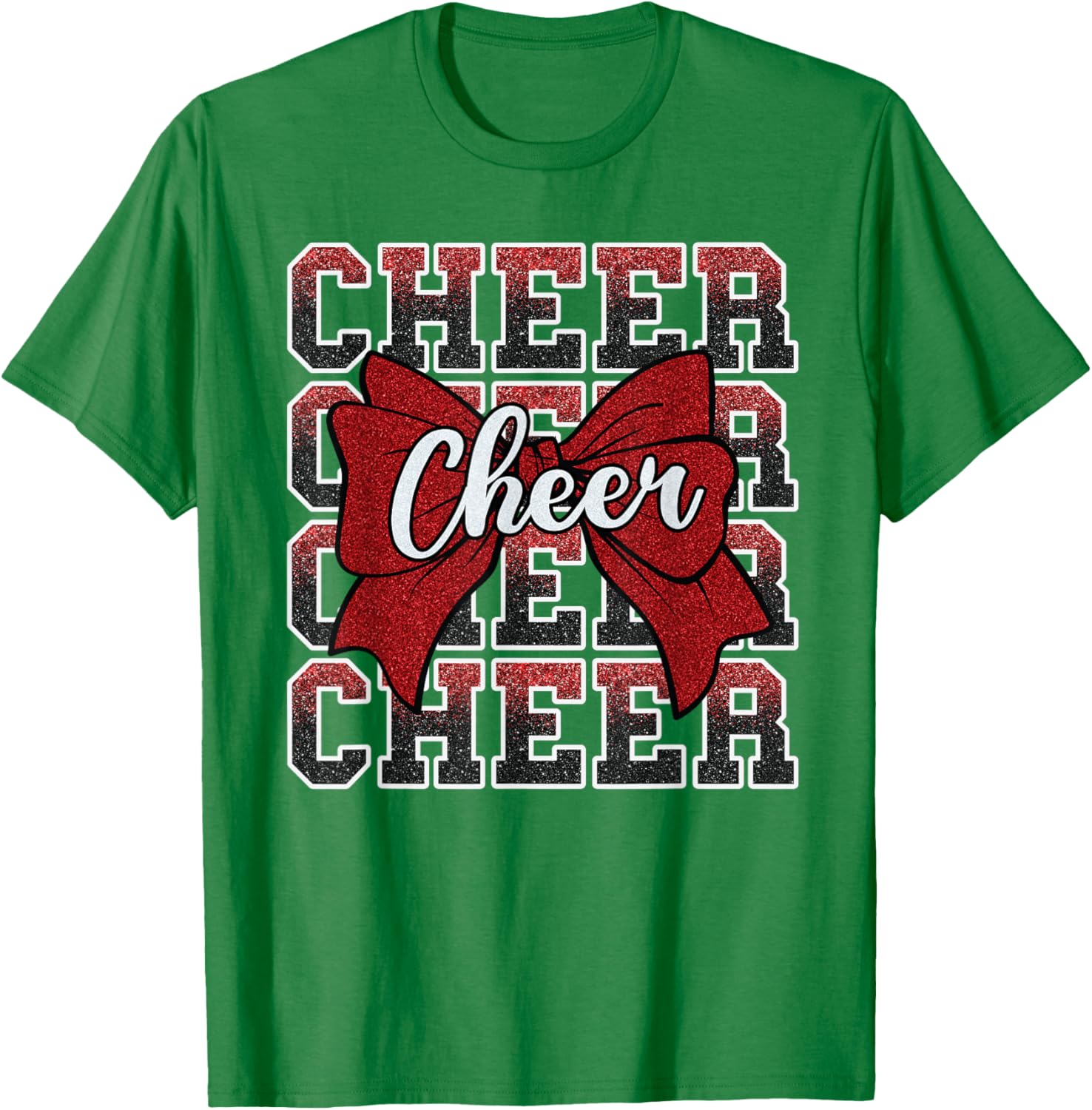 Coquette Cheer Bow Funny Sport Cheerleader Red T-Shirt for Cheer Fans - 10