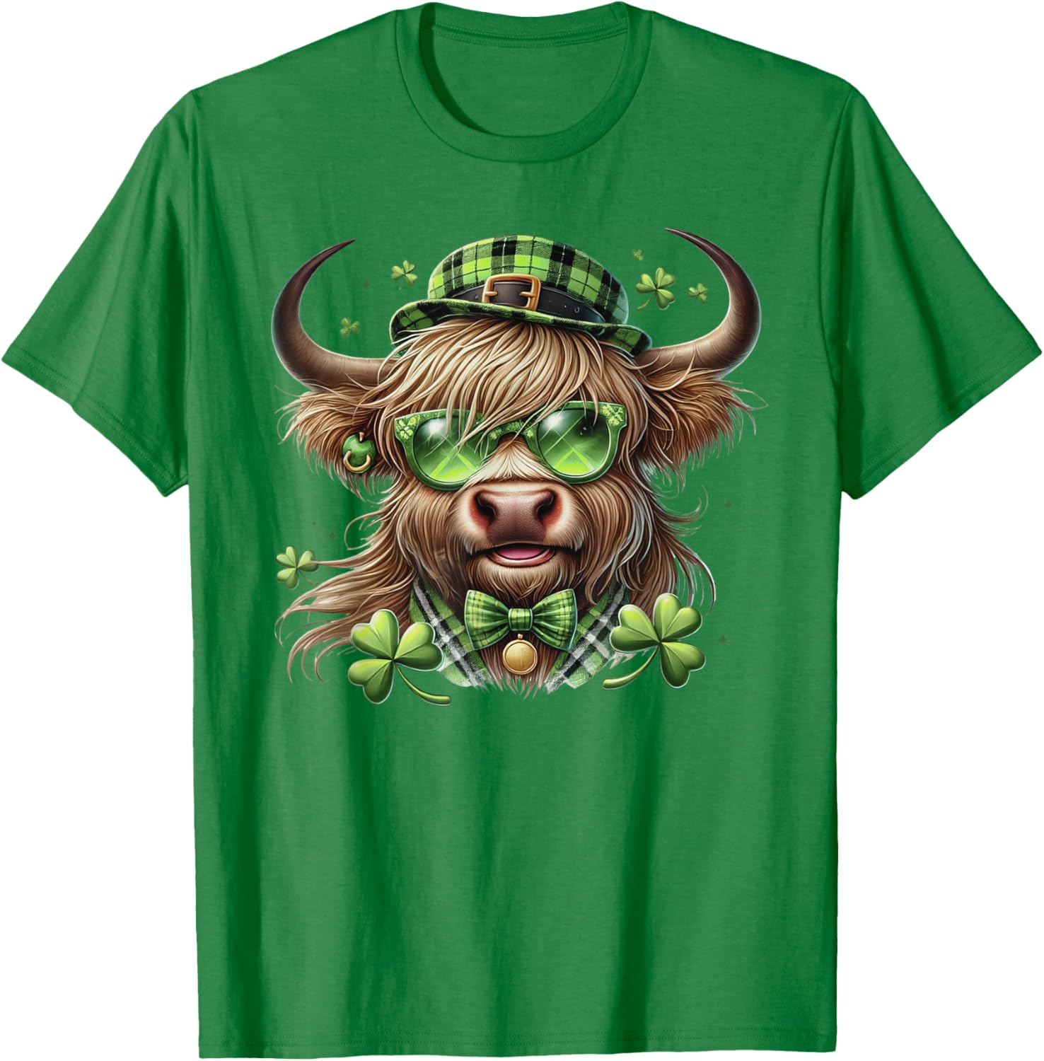 St Patrick's Day Highland Cow Shamrock Women's T-Shirt for Celebrations - 4